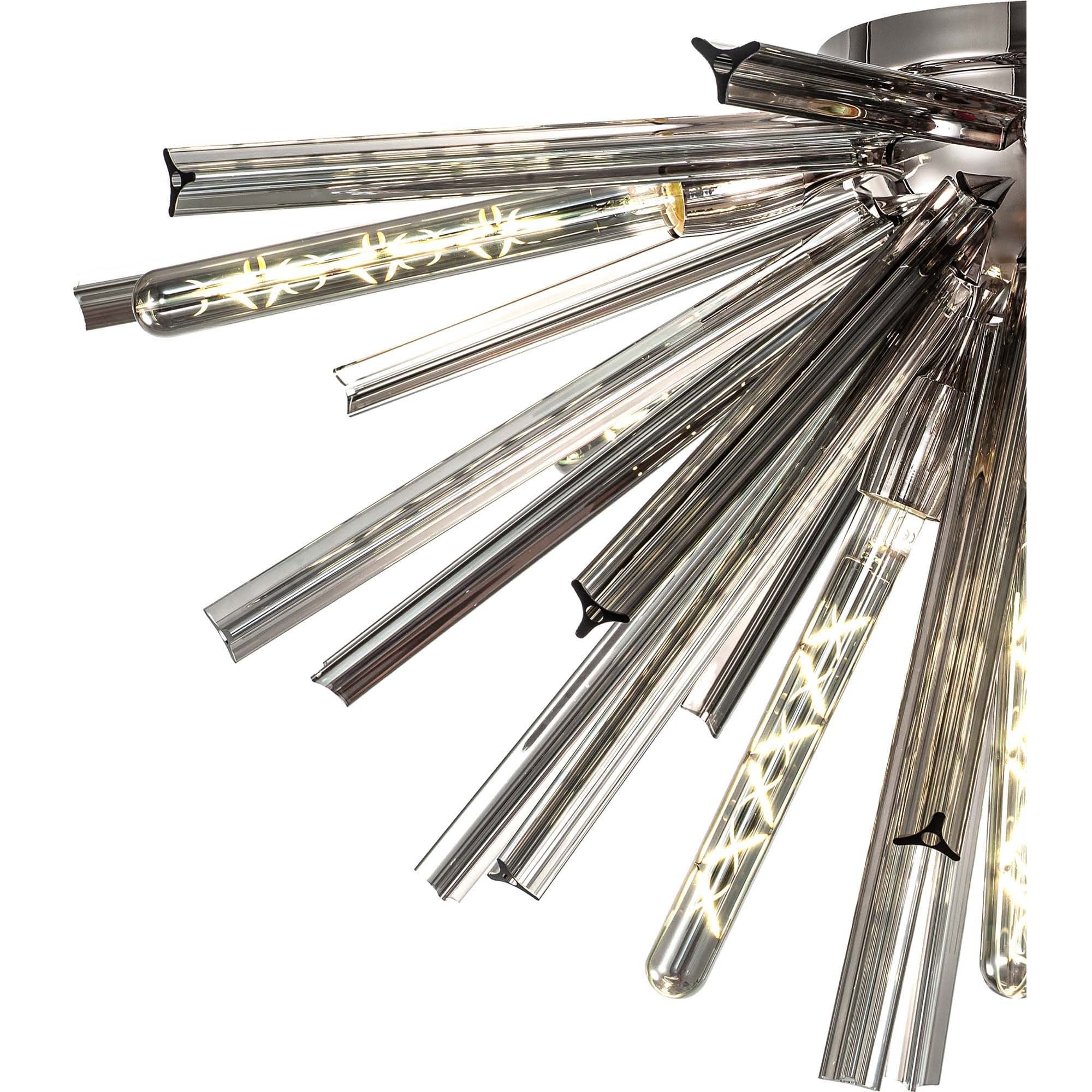 Fabula Wordworth 8 Light Semi-Flush Light - Polished Nickel & Smoke Glass