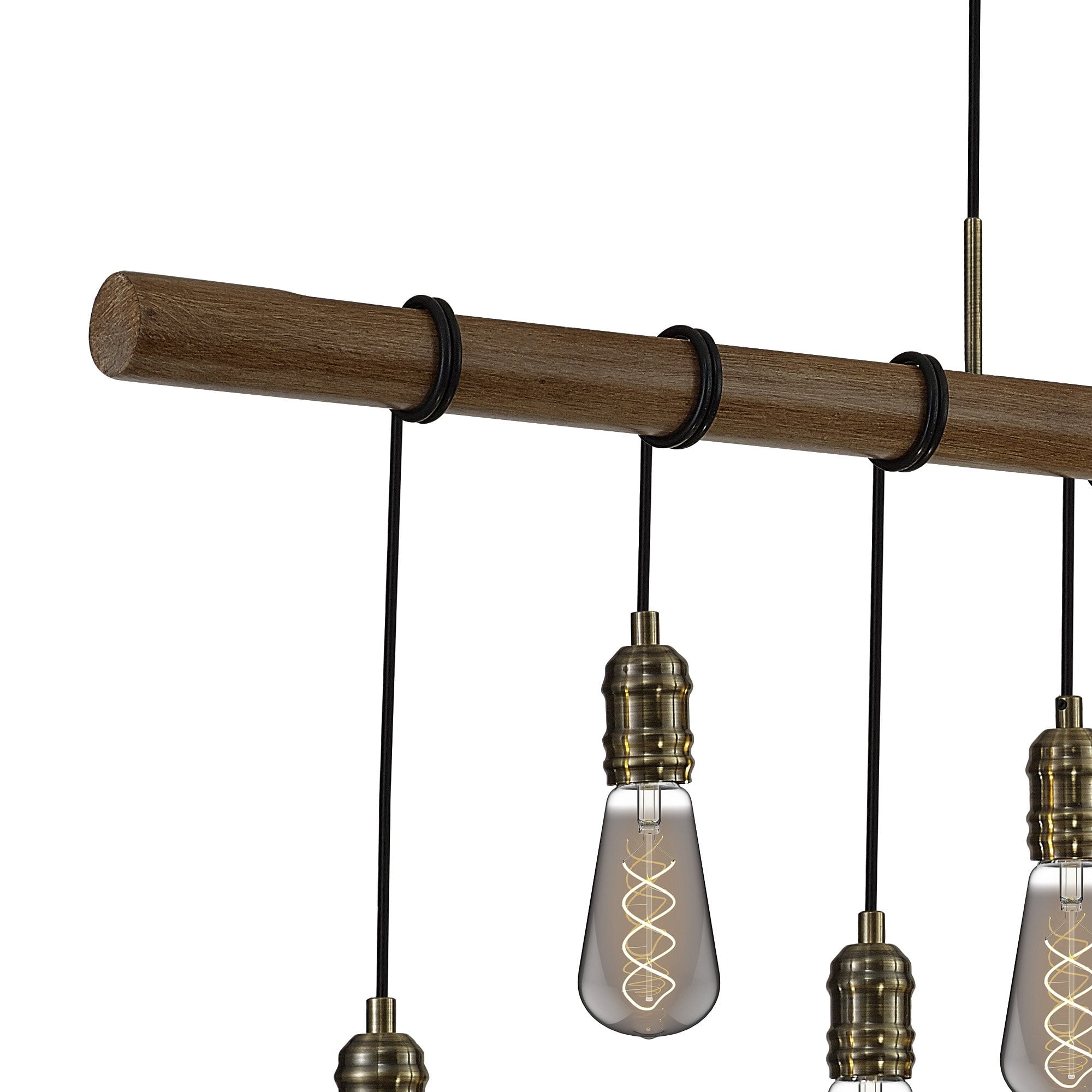 Fabula York 9 Light Pendant - Medium Oak & Antique Brass