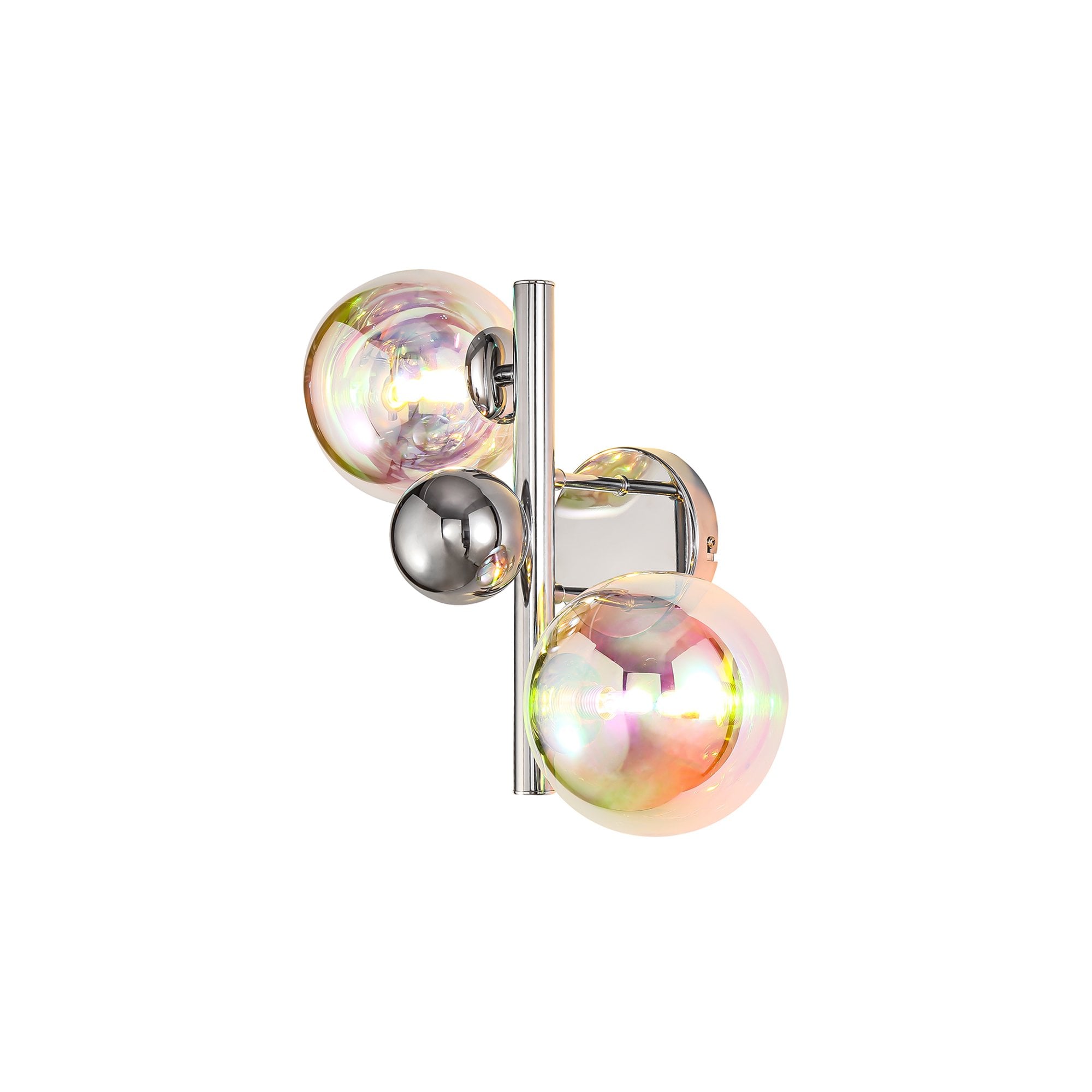 Fabula Roding 2 Light Wall Lamp - Polished Chrome & Iridescent Glass