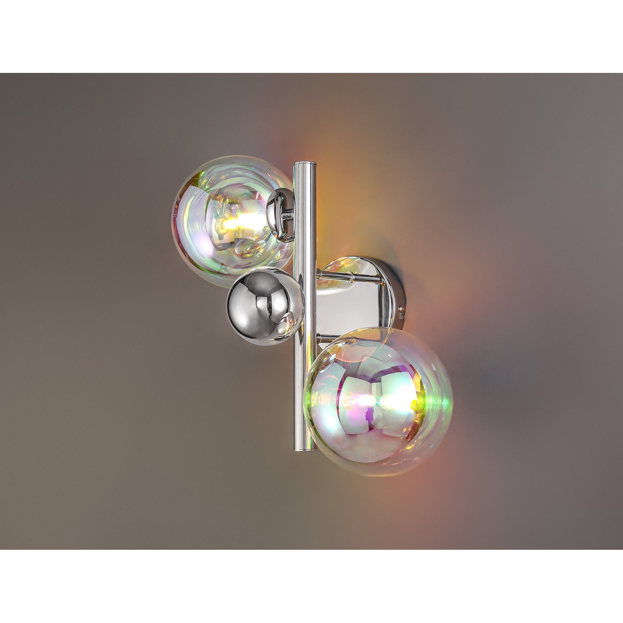 Fabula Roding 2 Light Wall Lamp - Polished Chrome & Iridescent Glass