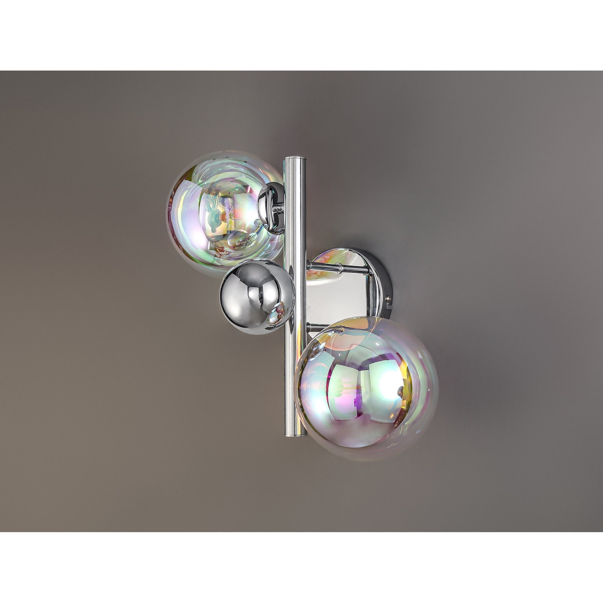 Fabula Roding 2 Light Wall Lamp - Polished Chrome & Iridescent Glass