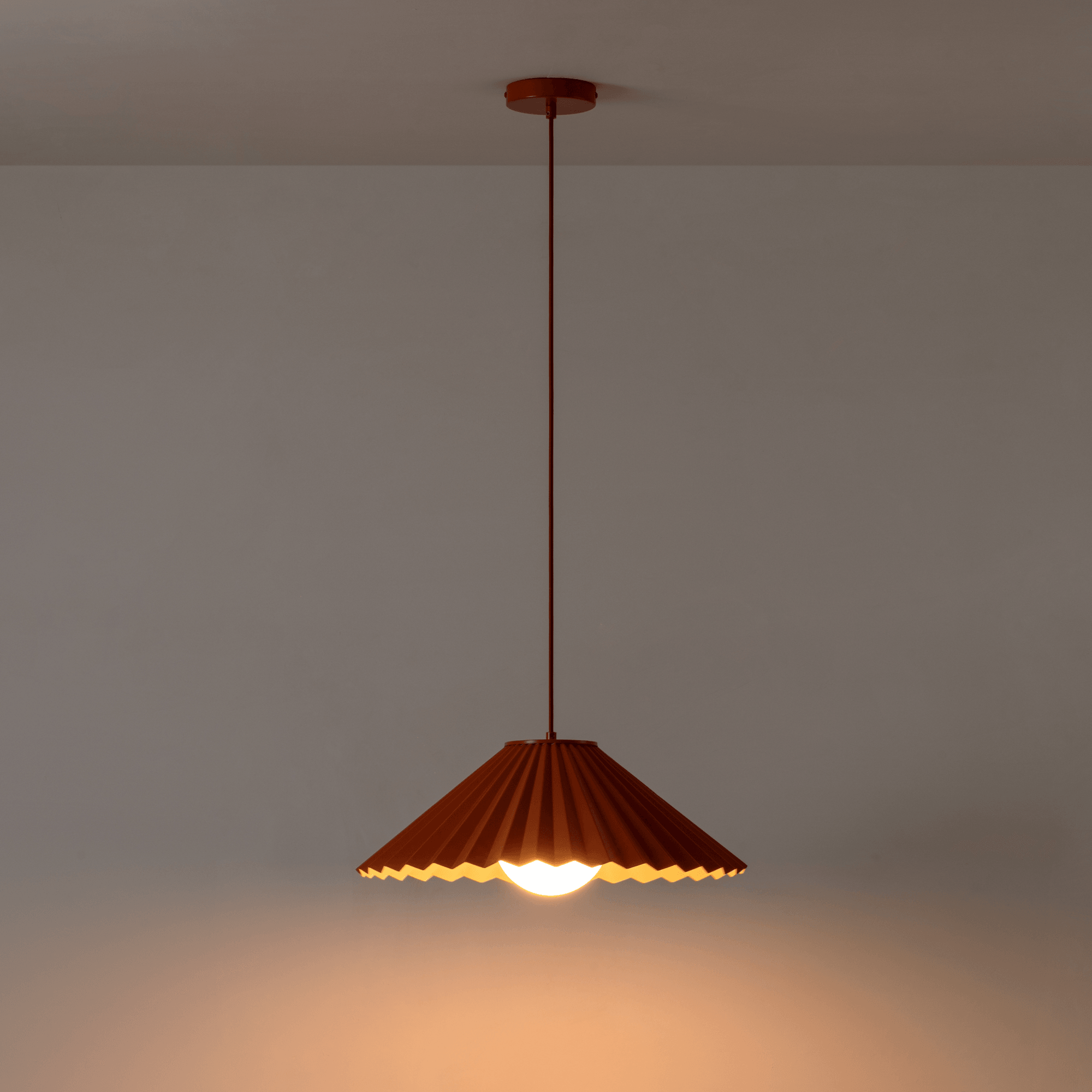 houseof. The Pleat Ceiling Pendant (Thick Metal Material) - Burnt Orange & Pale Pink