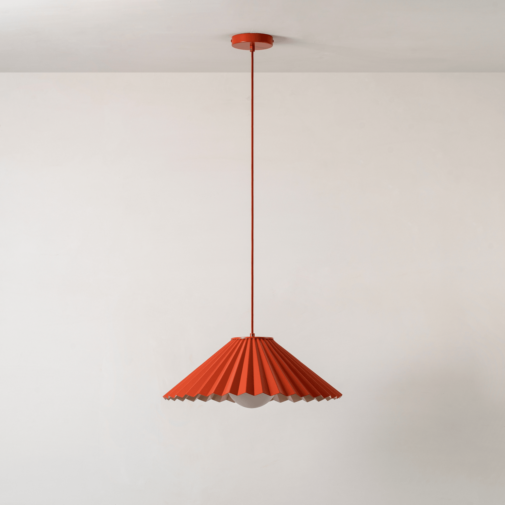 houseof. The Pleat Ceiling Pendant (Thick Metal Material) - Burnt Orange & Pale Pink