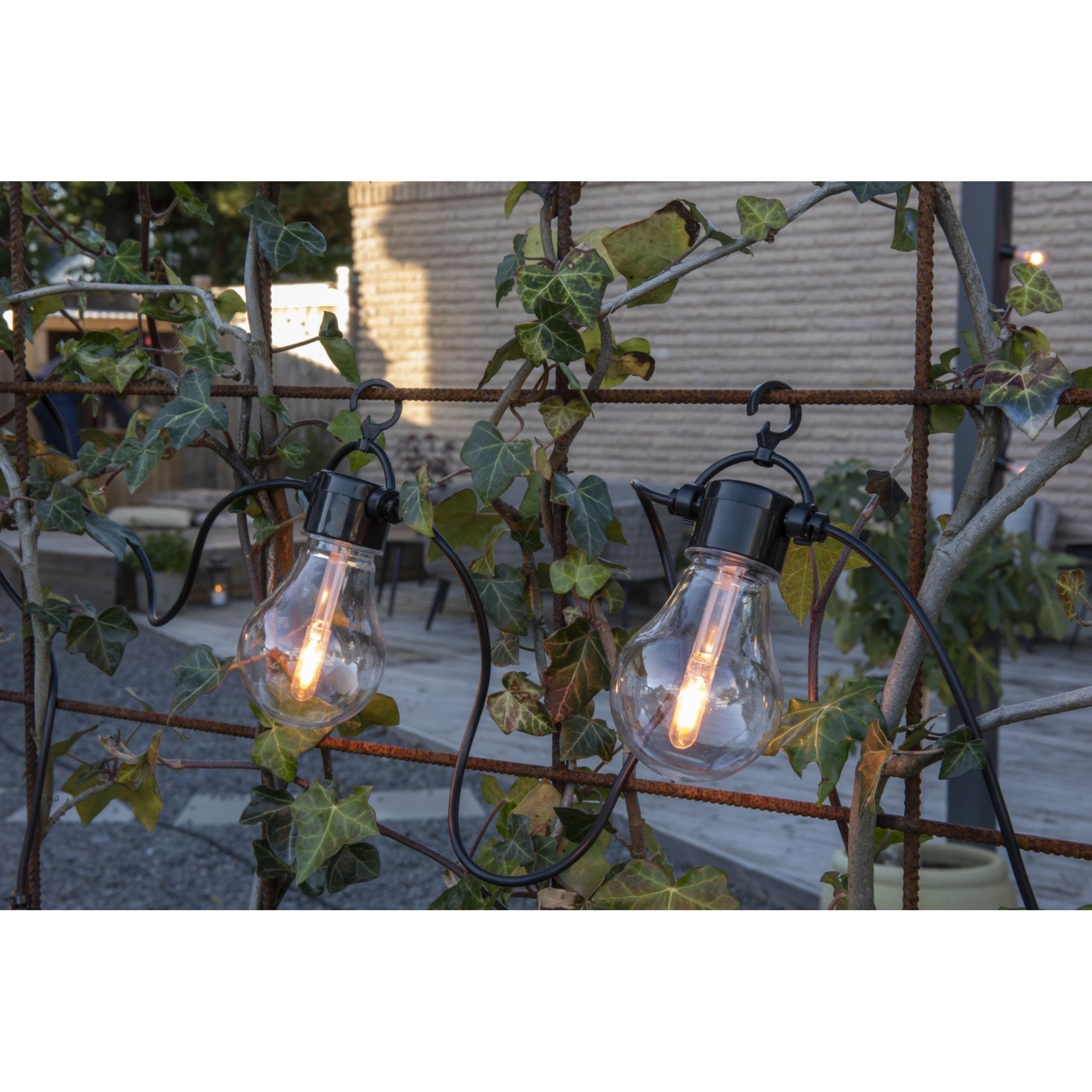 Konstsmide Festoon 4.5m Light Set - 10 LED Bulbs - 1800K - Short Drop - Round Cable