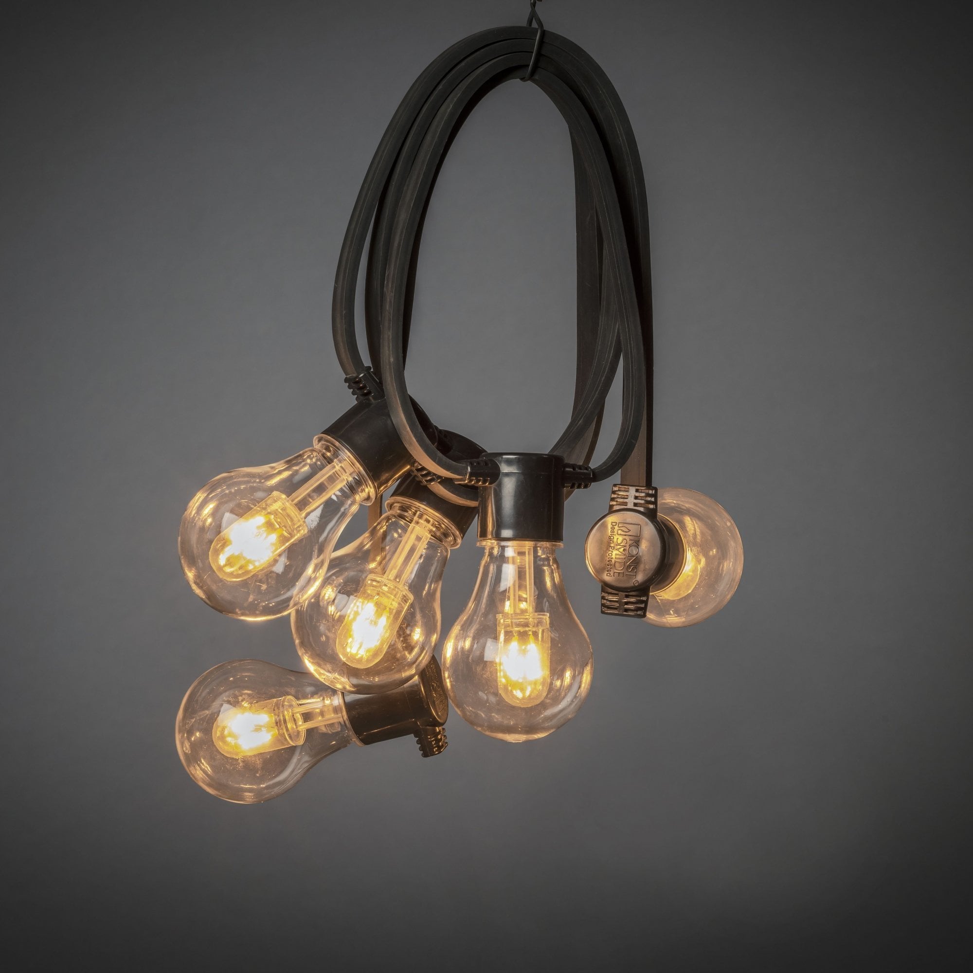 Konstsmide Festoon 4.5m Light Set - 10 LED Bulbs - 1800K - Short Drop - Thick Cable