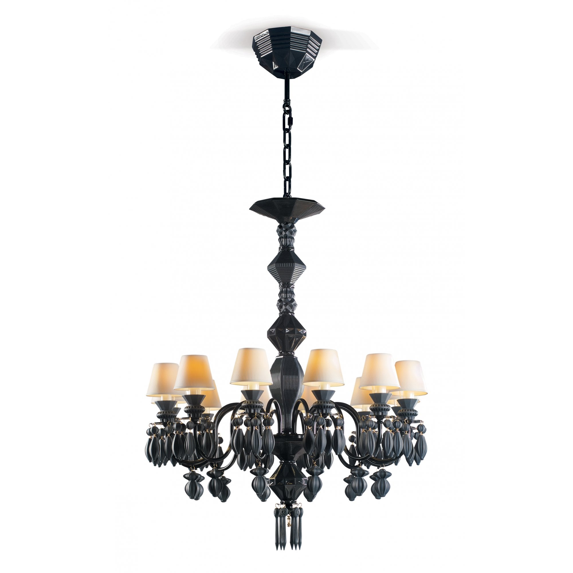 Lladro Belle De Nuit 12 Light Chandelier - Absolute Black