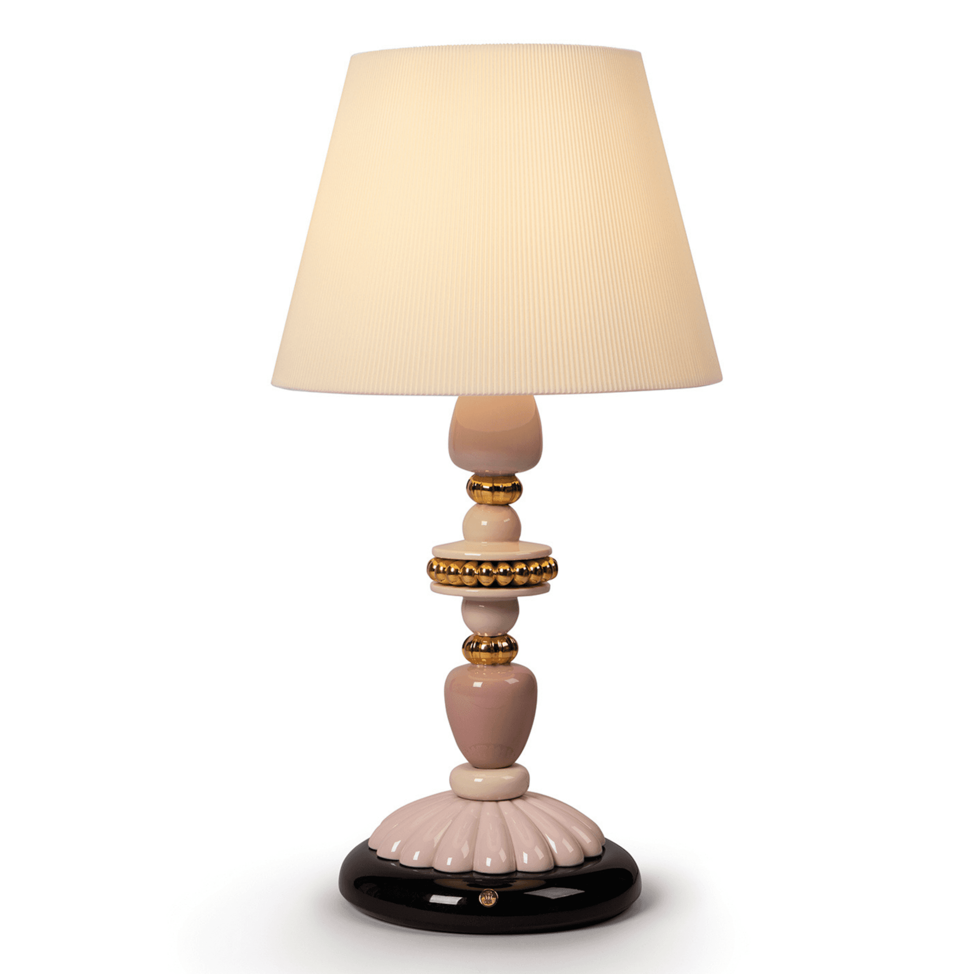 Lladro Firefly Table Lamp - Pink & Golden Luster