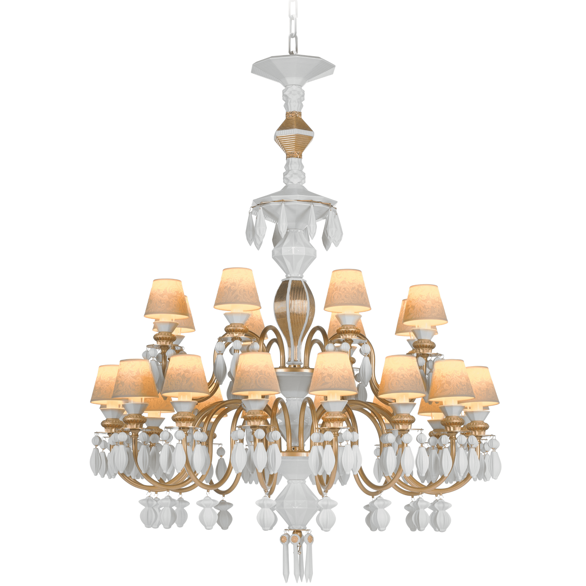 Lladro Belle De Nuit 24 Light Chandelier - Golden Luster