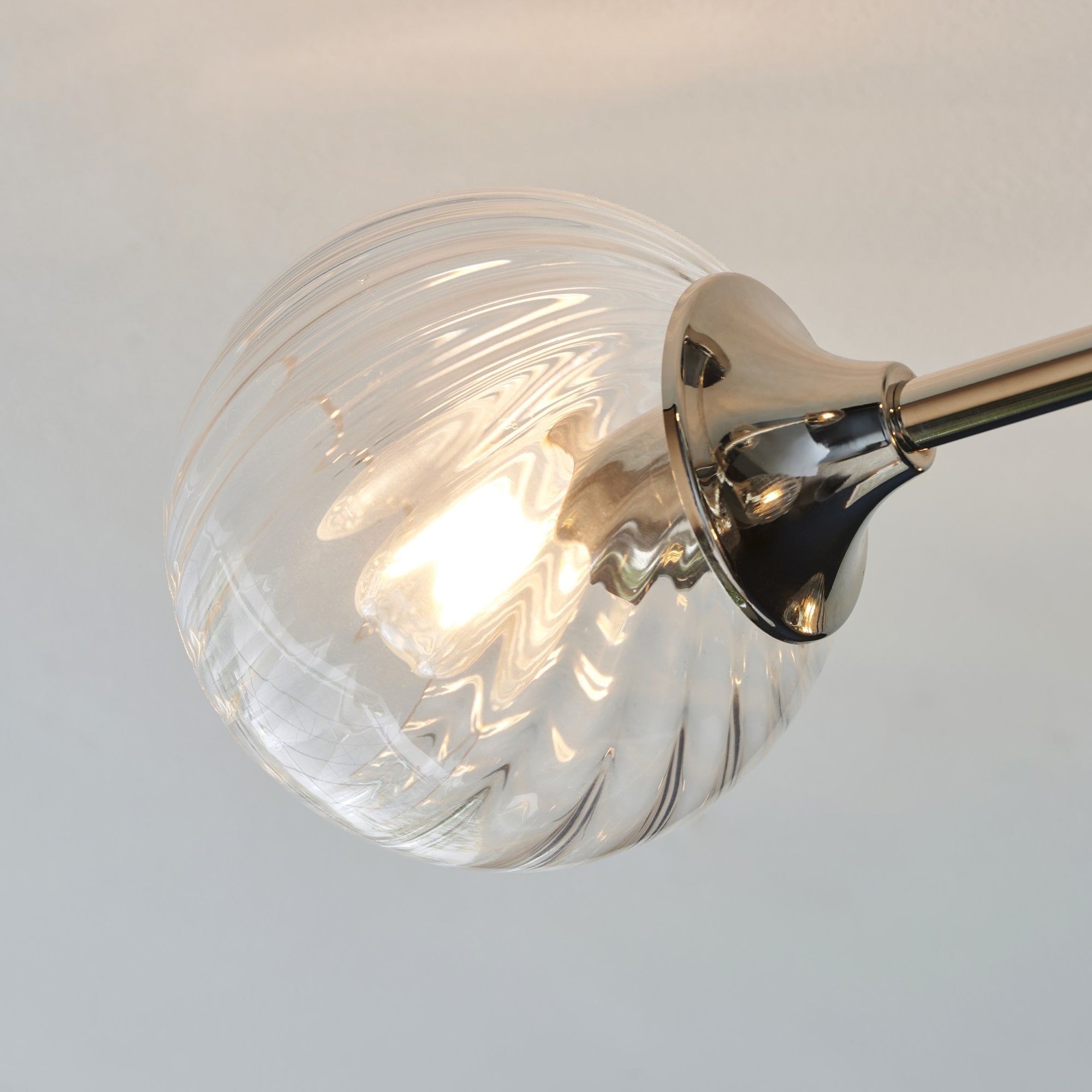Endon Allegra 6 Light Semi-Flush Fitting - Bright Nickel Plate & Clear Spiral Glass