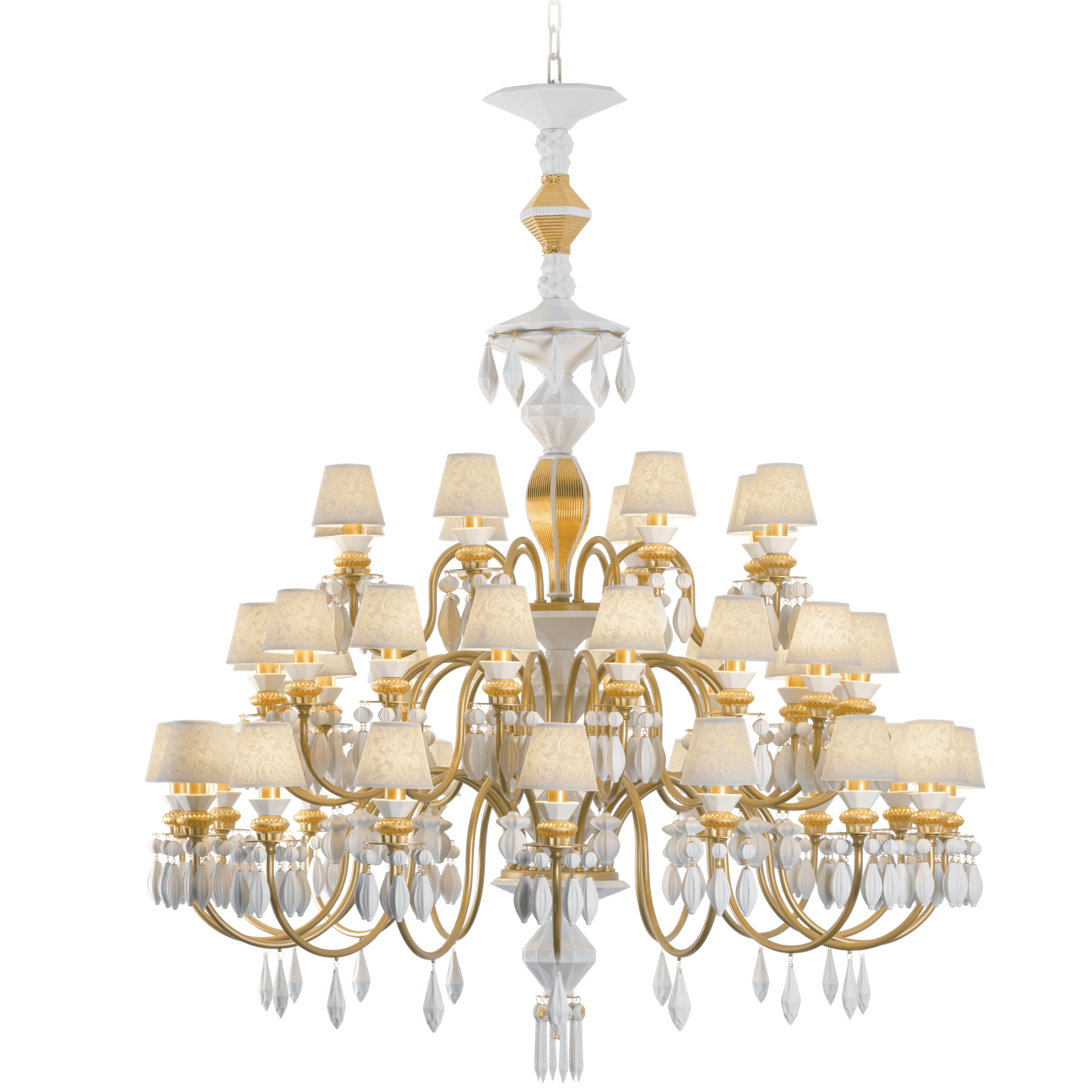 Lladro Belle De Nuit 40 Light Chandelier - Golden Luster