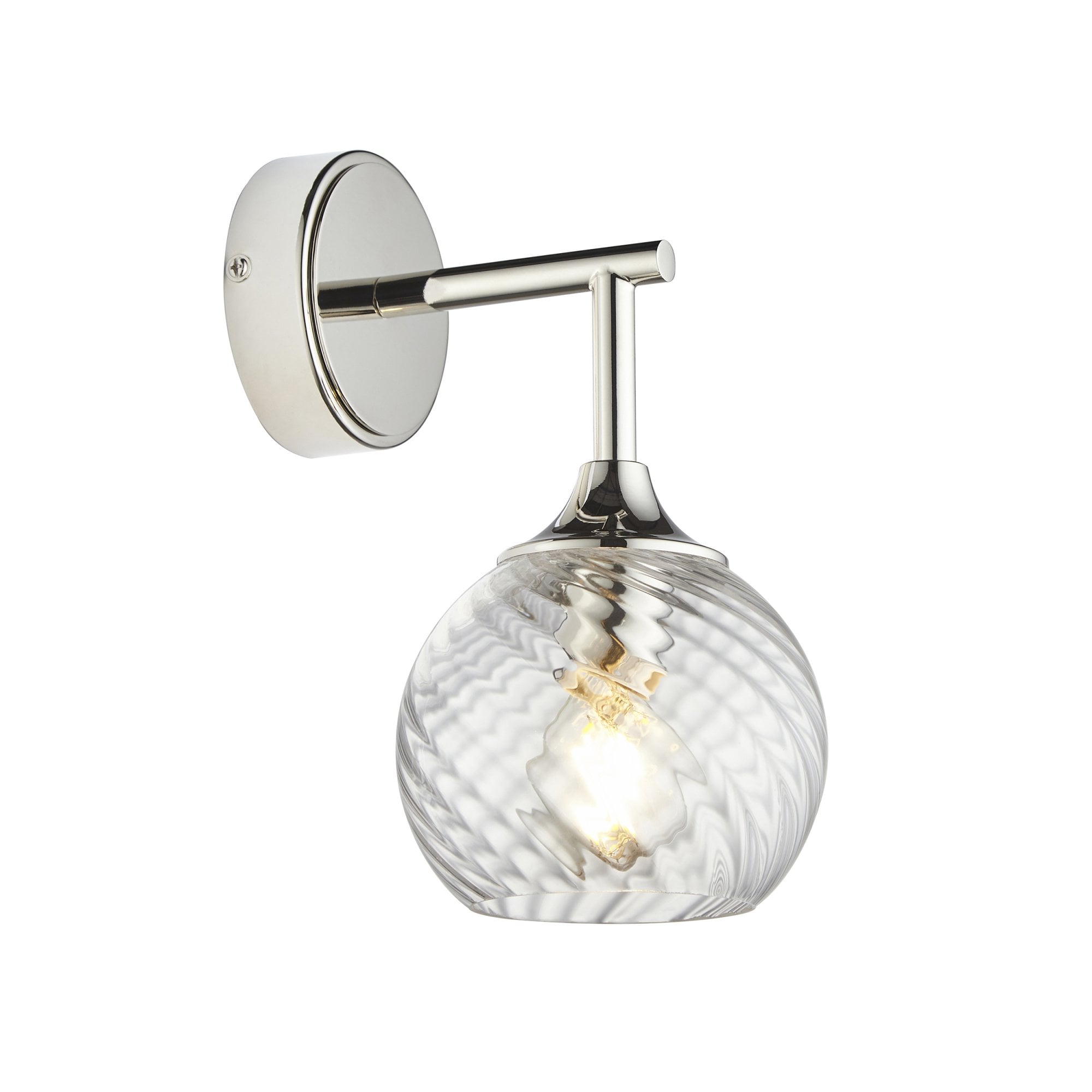 Endon Allegra Single Wall Light - Bright Nickel Plate & Clear Spiral Glass