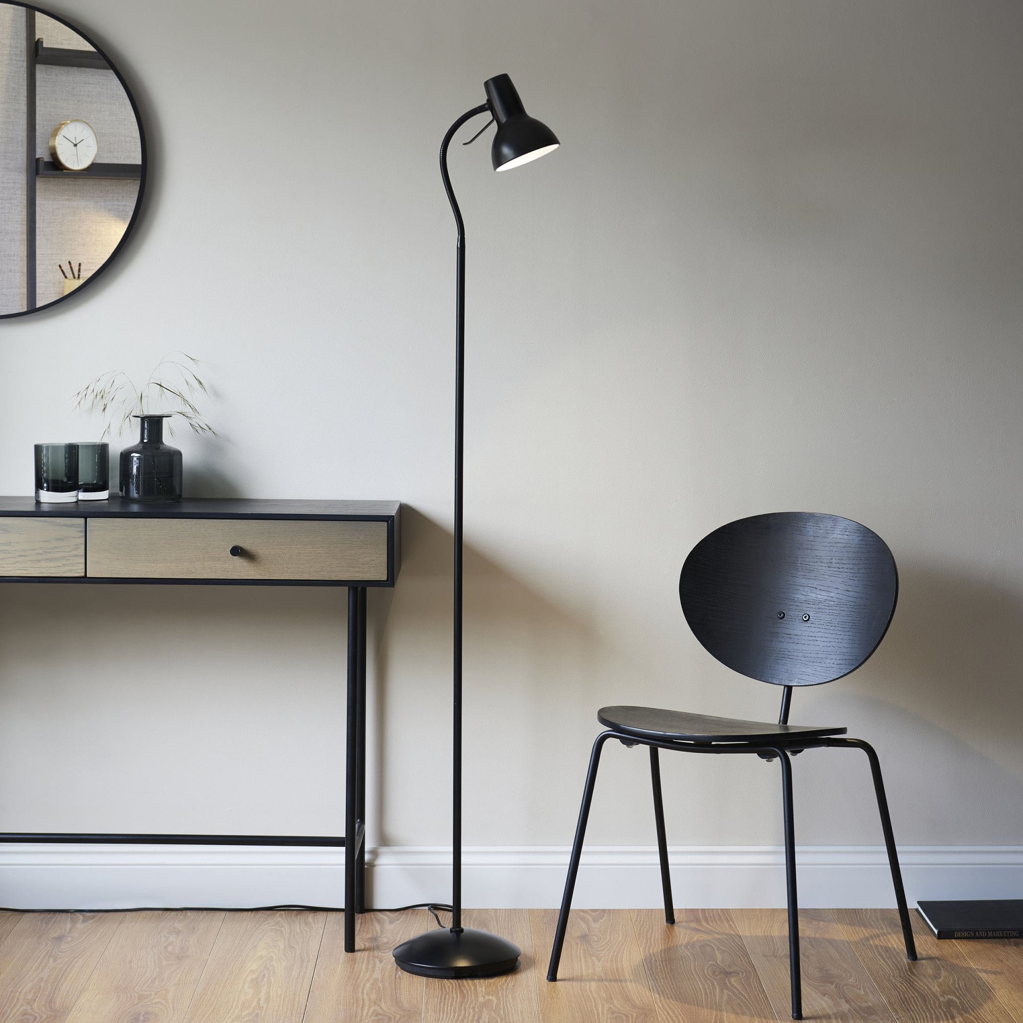 Endon Amalfi Single Floor Light - Matt Black Paint
