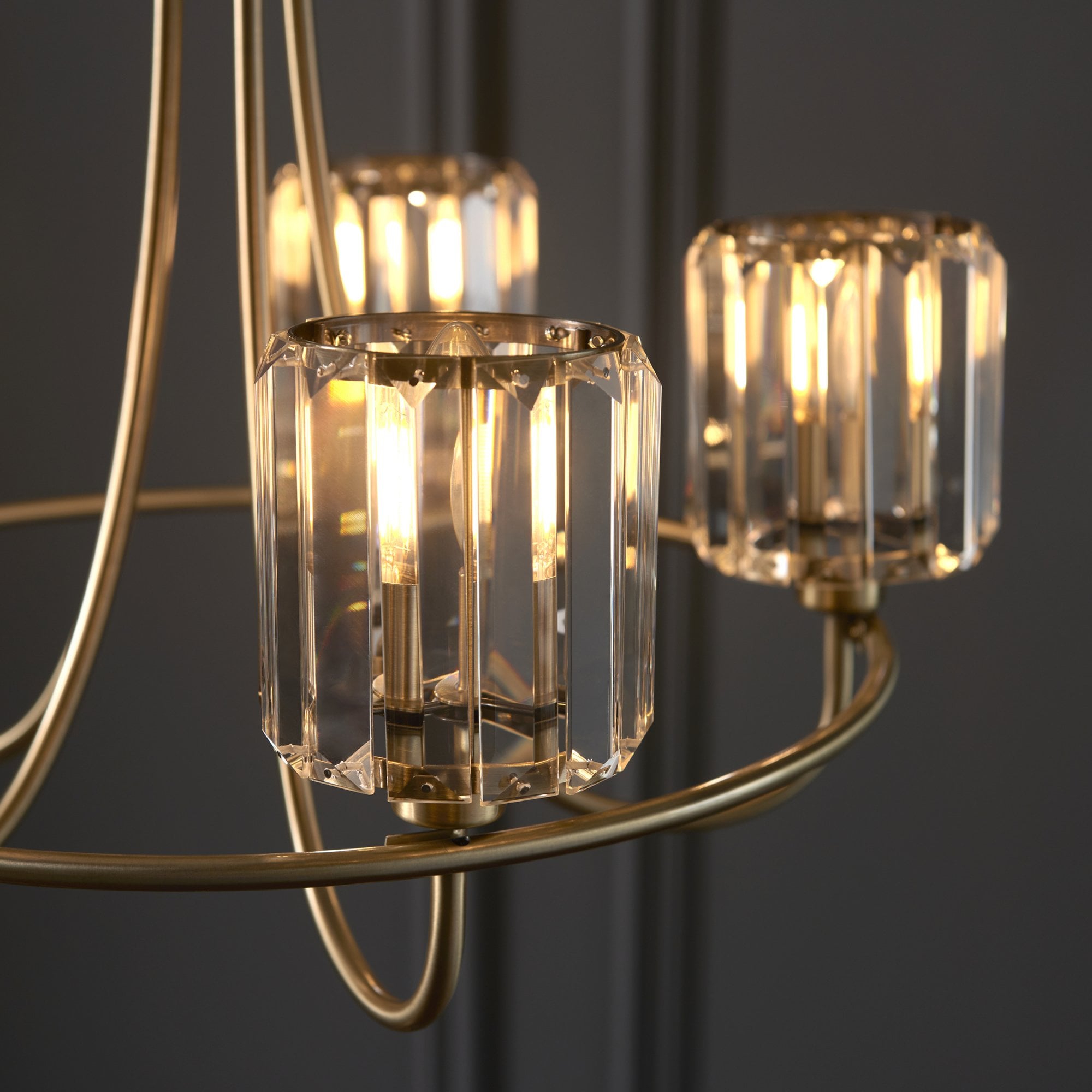 Endon Berenice 5 Light Pendant - Antique Brass Plate & Clear Glass
