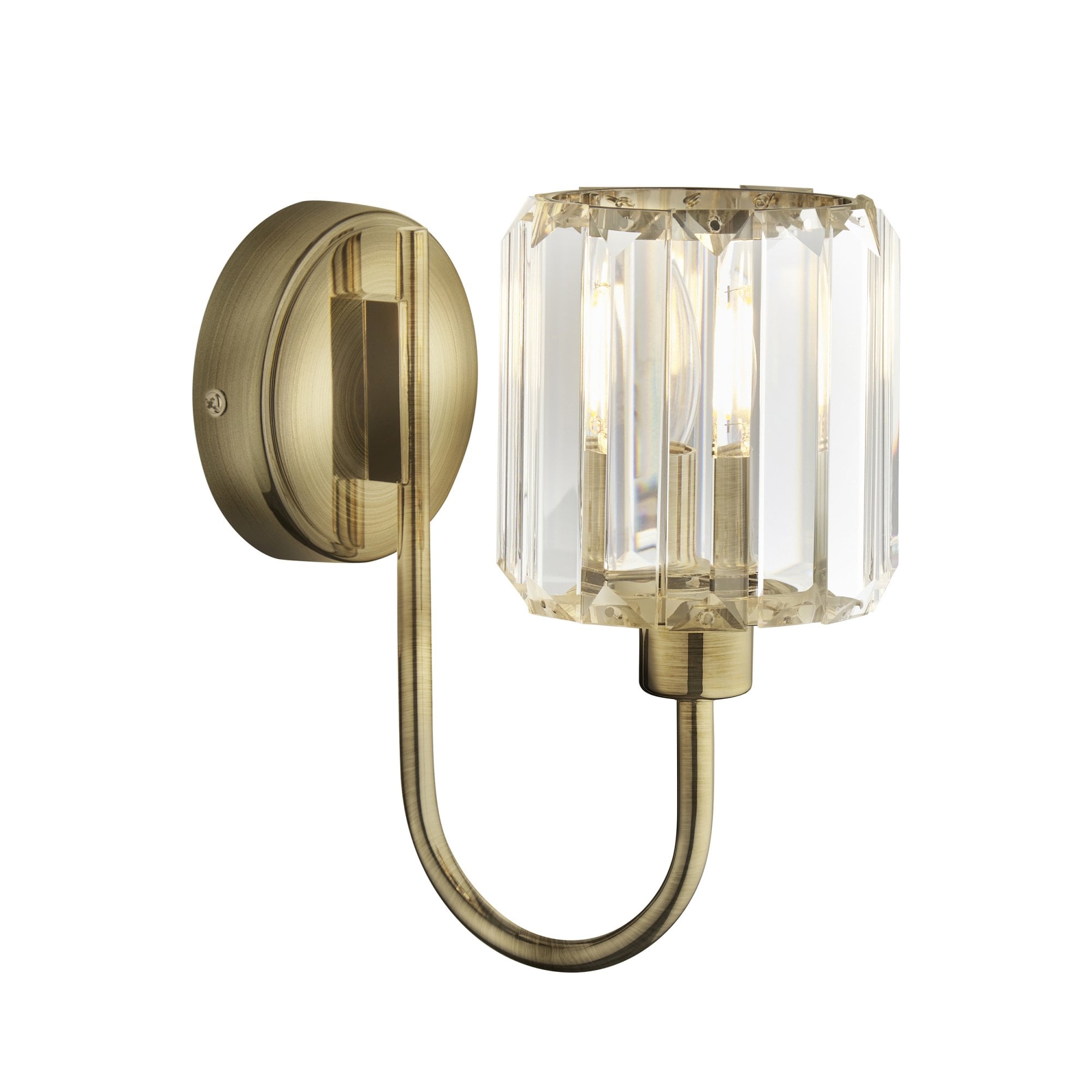 Endon Berenice Single Wall Light - Antique Brass Plate & Clear Glass