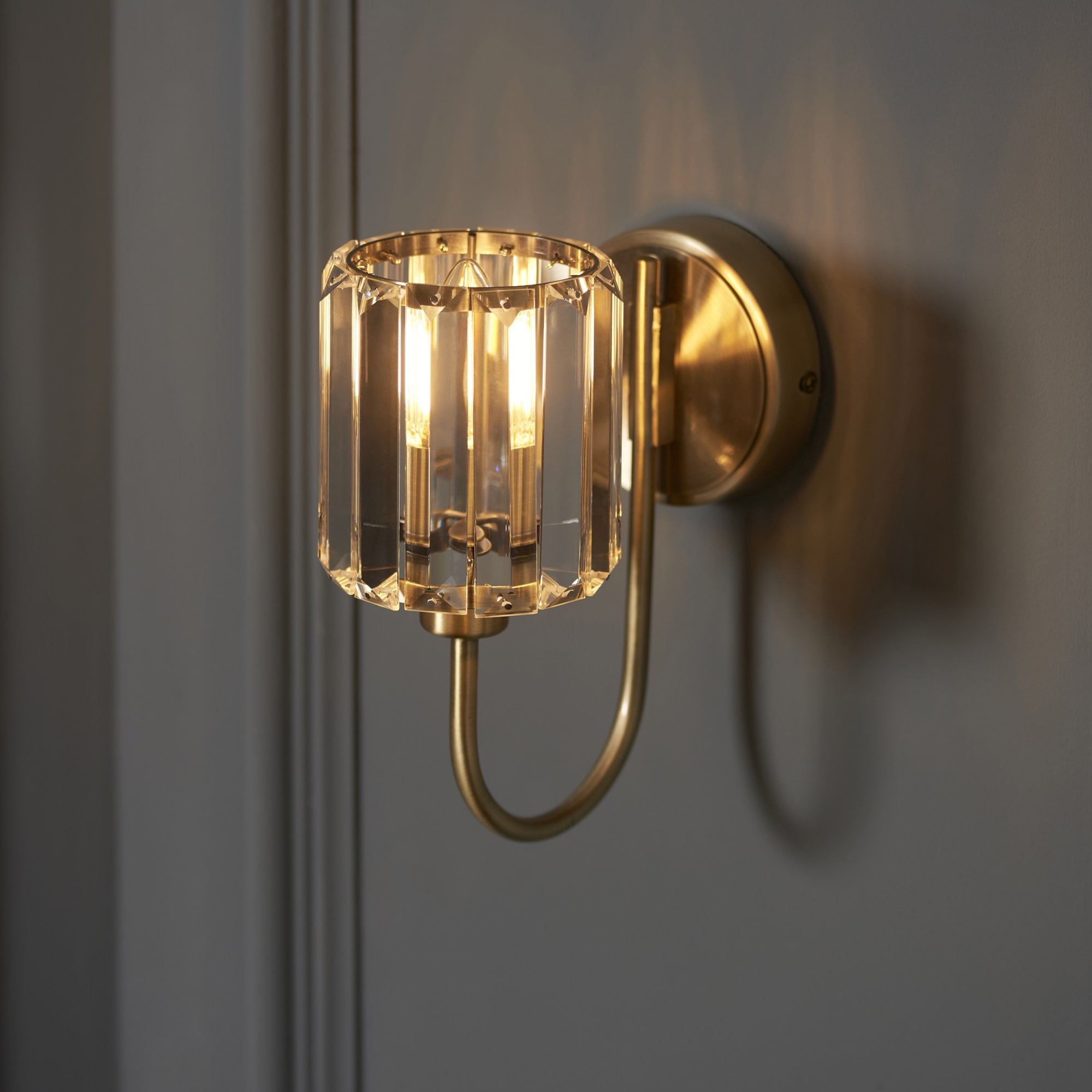 Endon Berenice Single Wall Light - Antique Brass Plate & Clear Glass