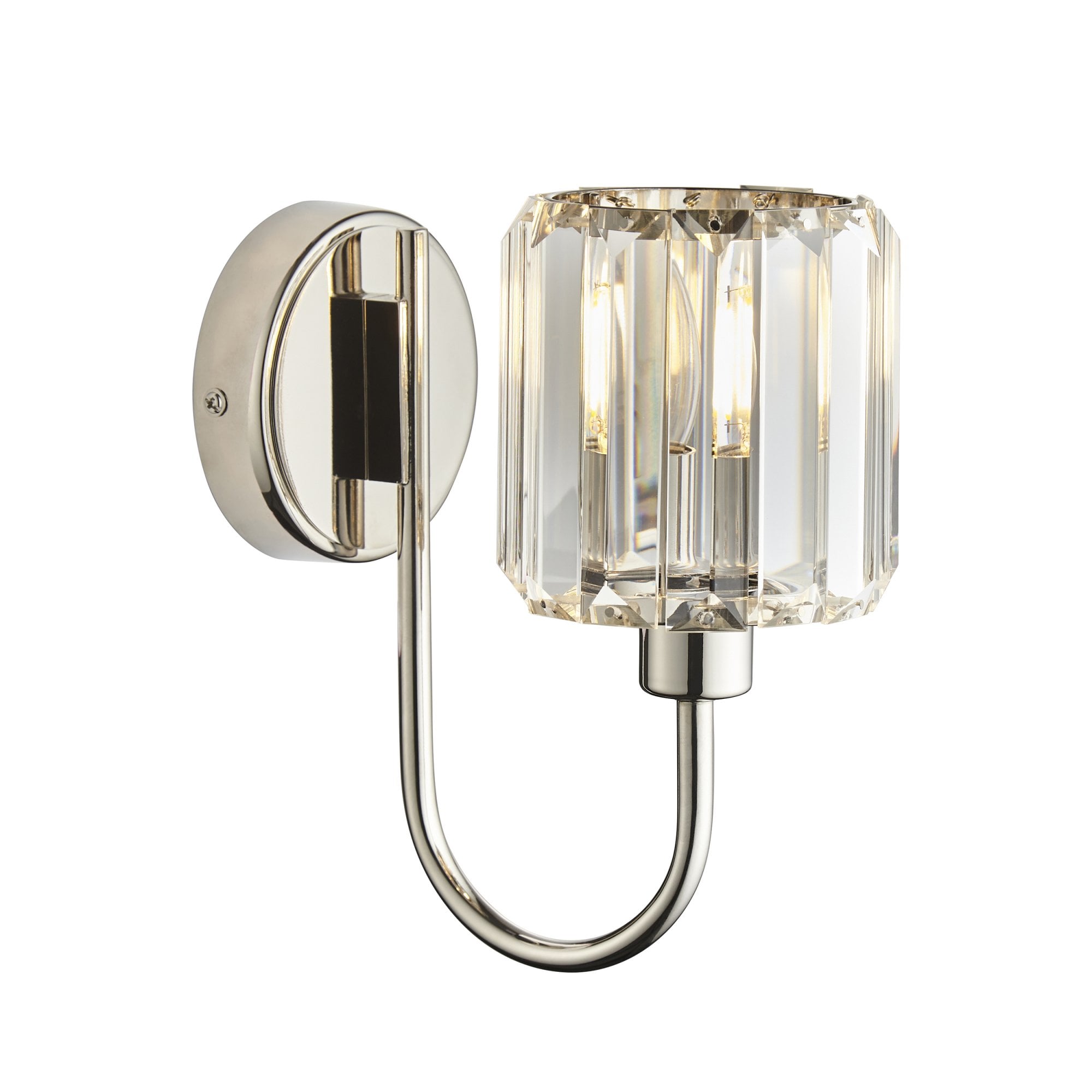 Endon Berenice Single Wall Light - Bright Nickel Plate & Clear Glass