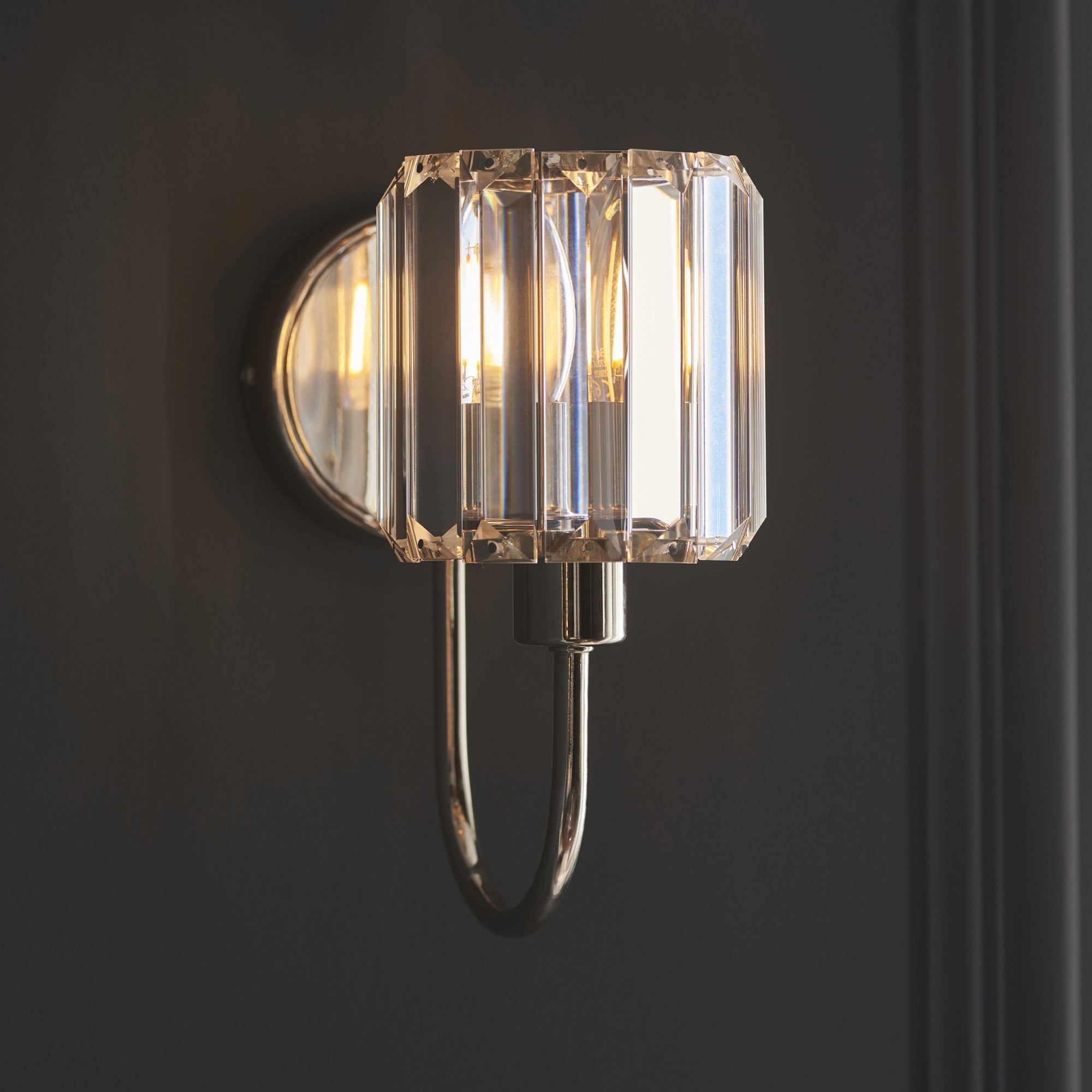 Endon Berenice Single Wall Light - Bright Nickel Plate & Clear Glass