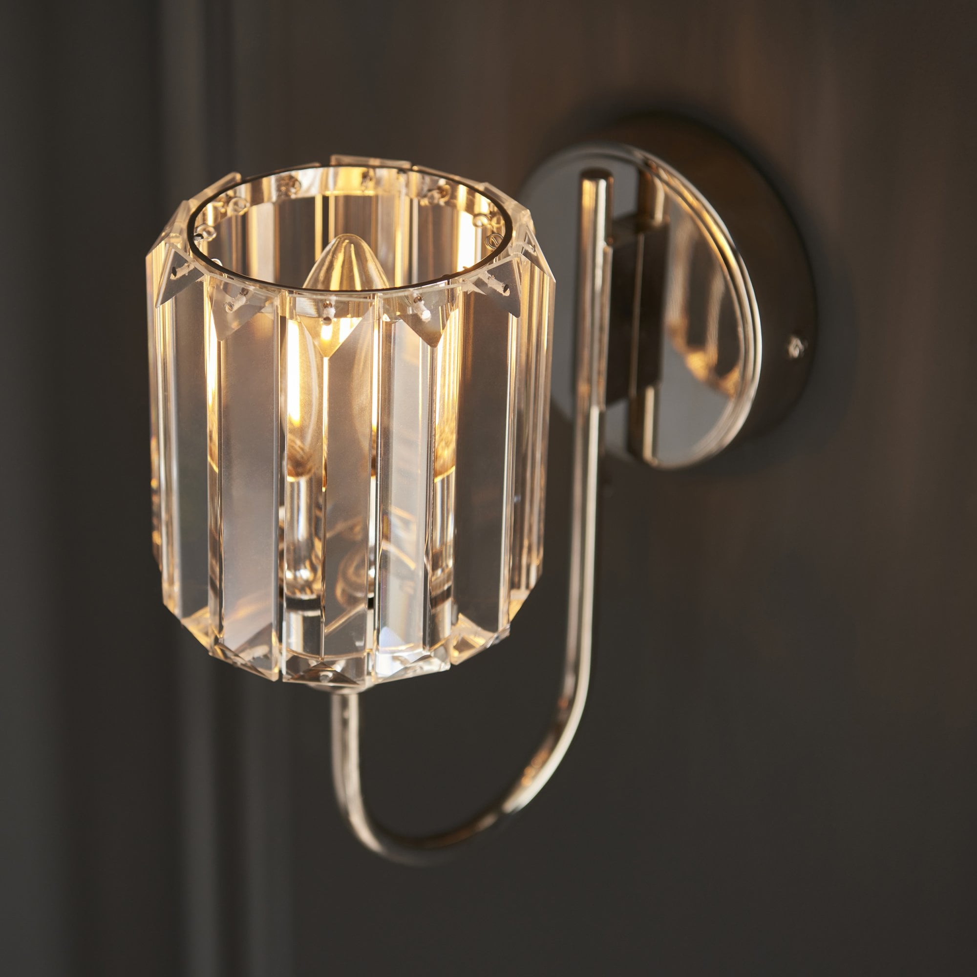 Endon Berenice Single Wall Light - Bright Nickel Plate & Clear Glass