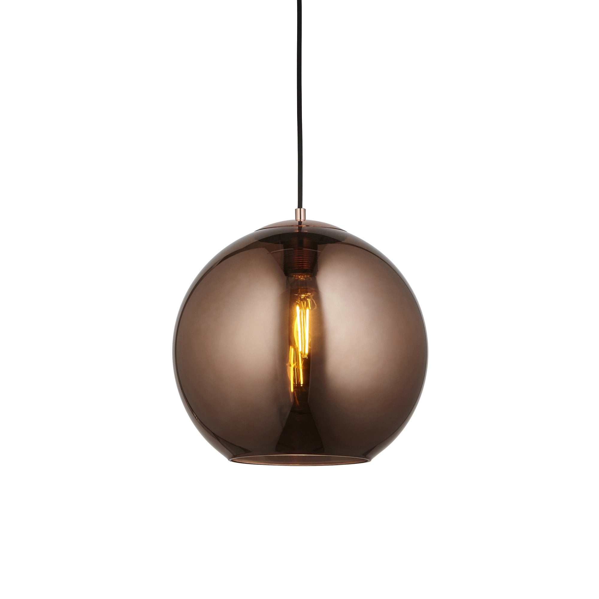 Endon Boli Single Pendant - Copper Mirrored Glass & Matt Black Paint