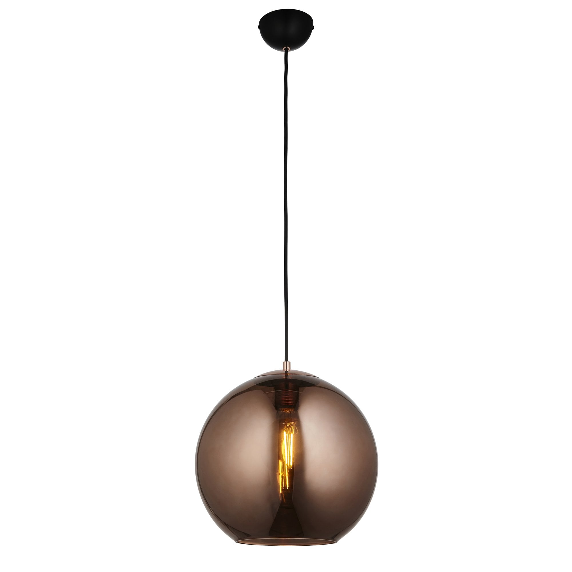 Endon Boli Single Pendant - Copper Mirrored Glass & Matt Black Paint