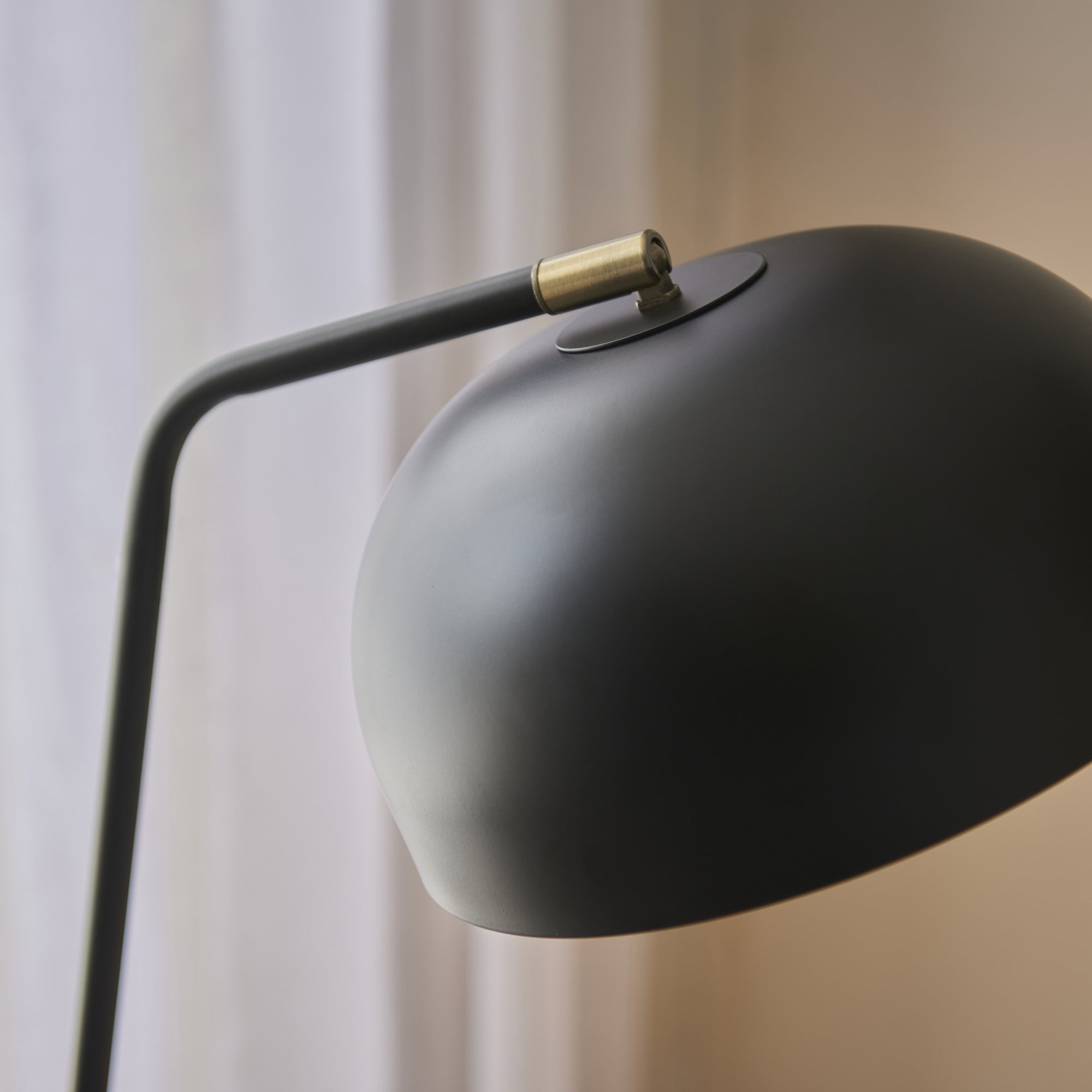 Endon Brair New Single Floor Light - Matt Black & Antique Brass Paint