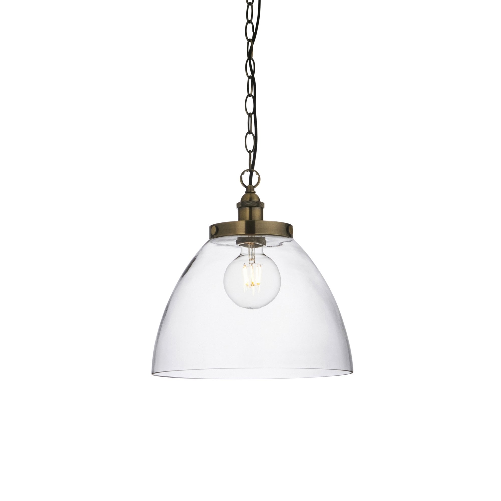 Endon Hansen Grand Single Pendant - Antique Brass Plate & Clear Glass