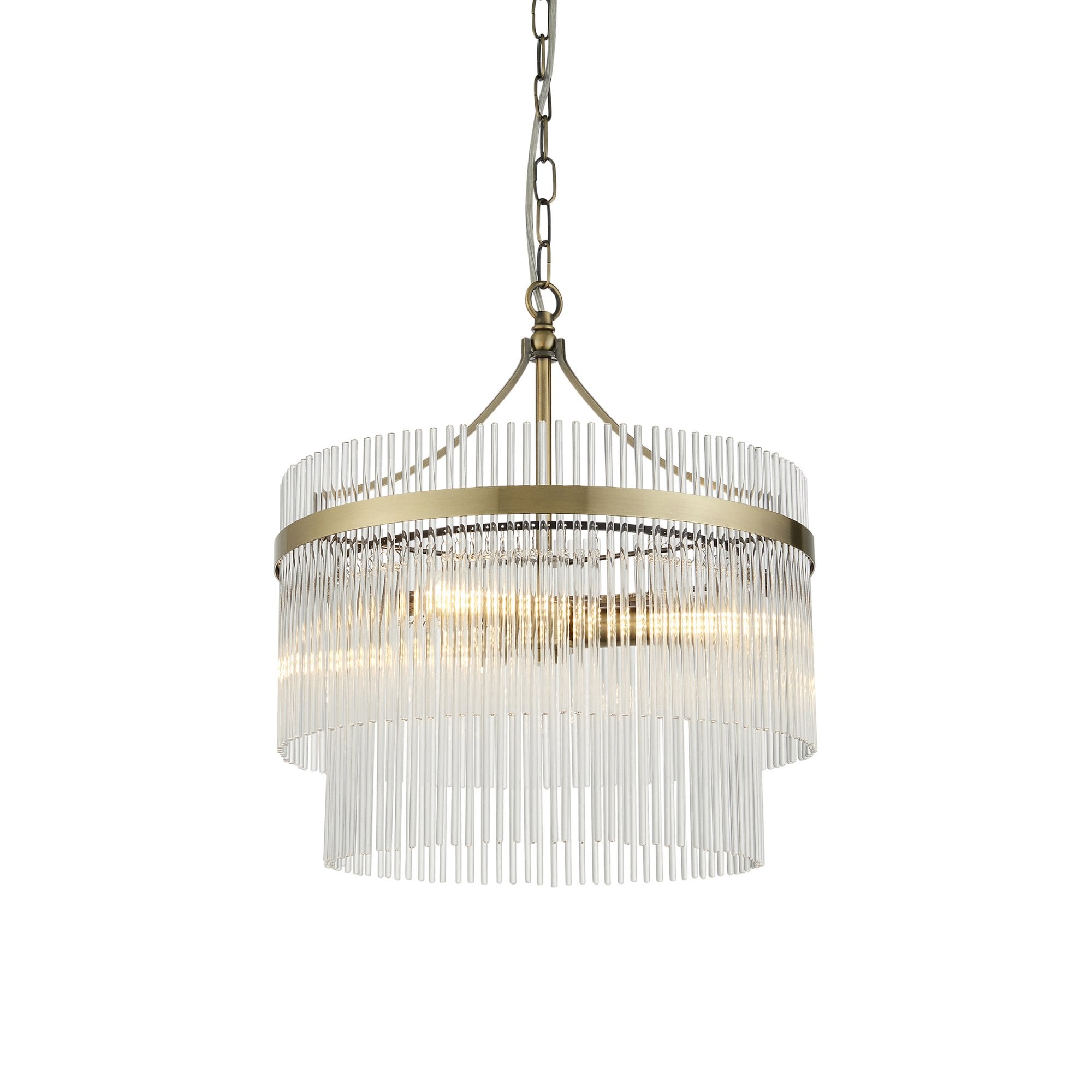 Endon Marietta 3 Light Pendant - Antique Brass Plate & Clear Glass