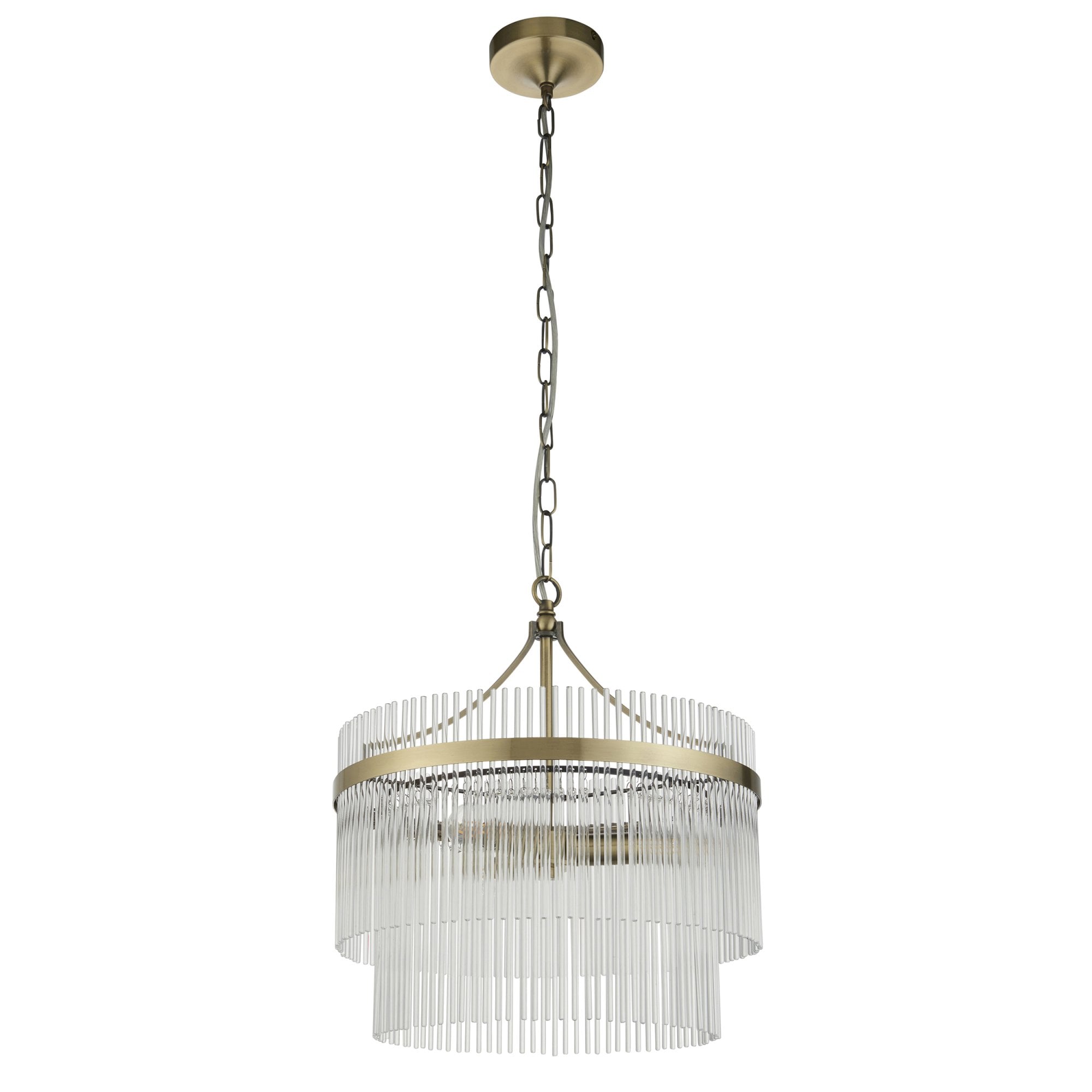 Endon Marietta 3 Light Pendant - Antique Brass Plate & Clear Glass
