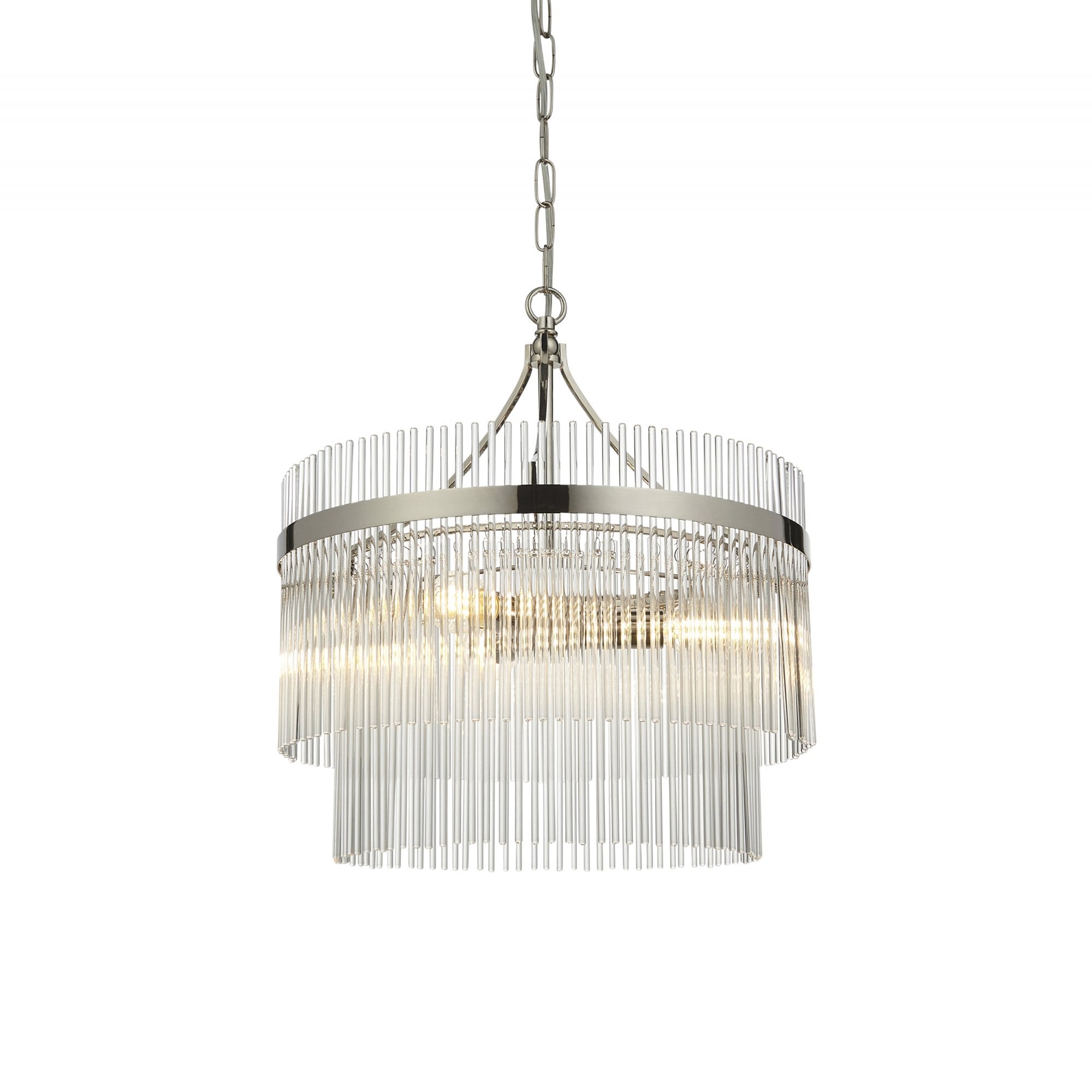 Endon Marietta 3 Light Pendant - Bright Nickel Plate & Clear Glass