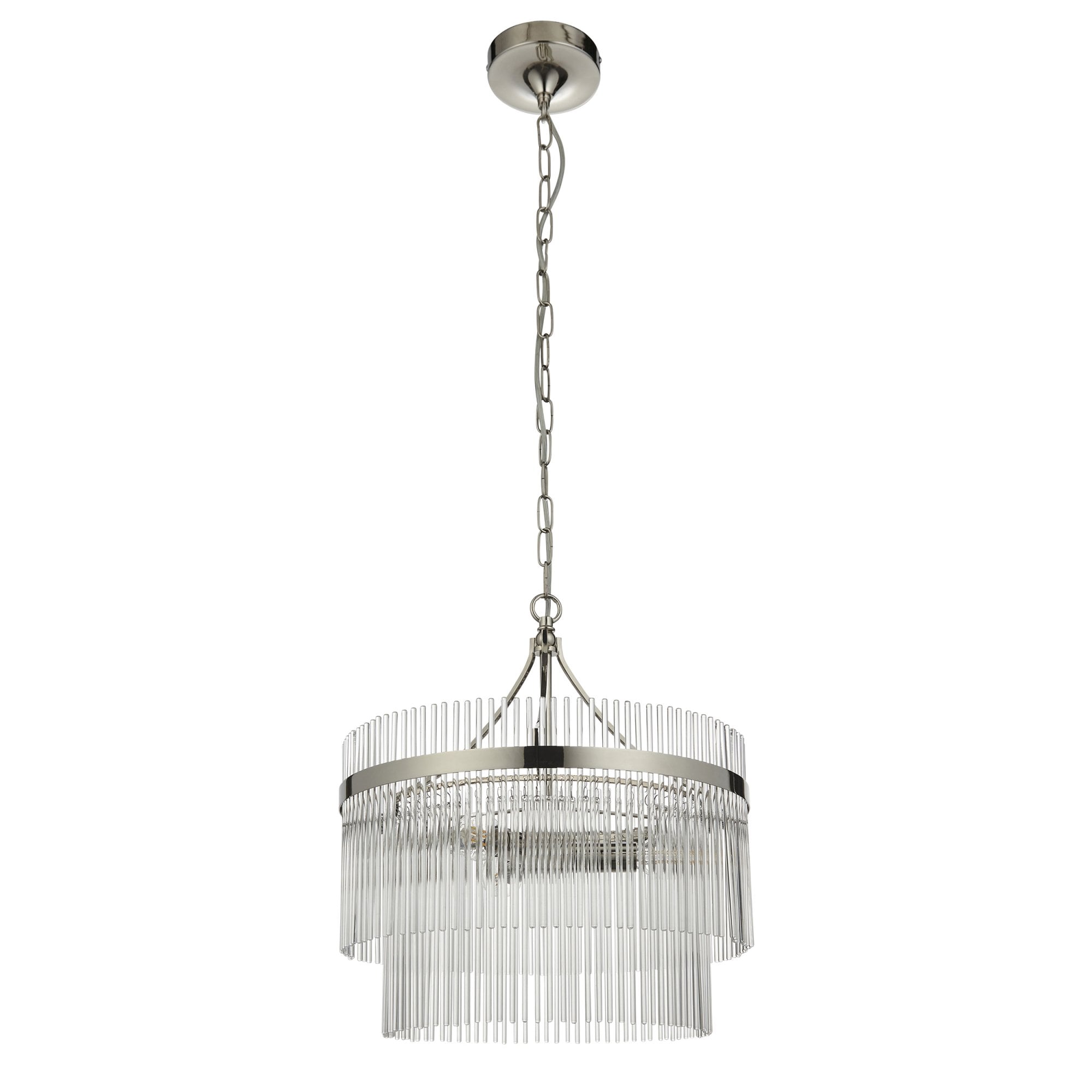 Endon Marietta 3 Light Pendant - Bright Nickel Plate & Clear Glass
