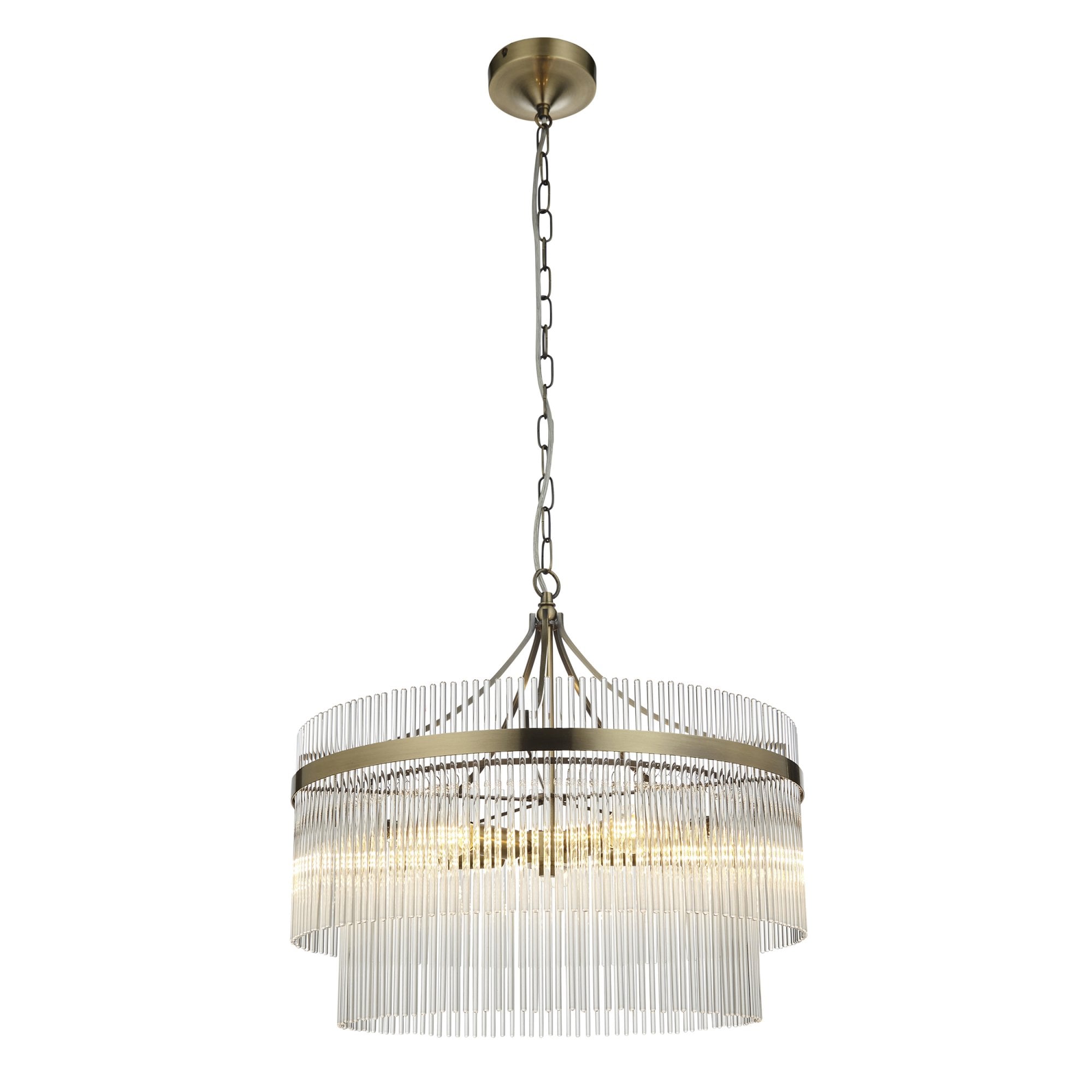 Endon Marietta 5 Light Pendant - Antique Brass Plate & Clear Glass
