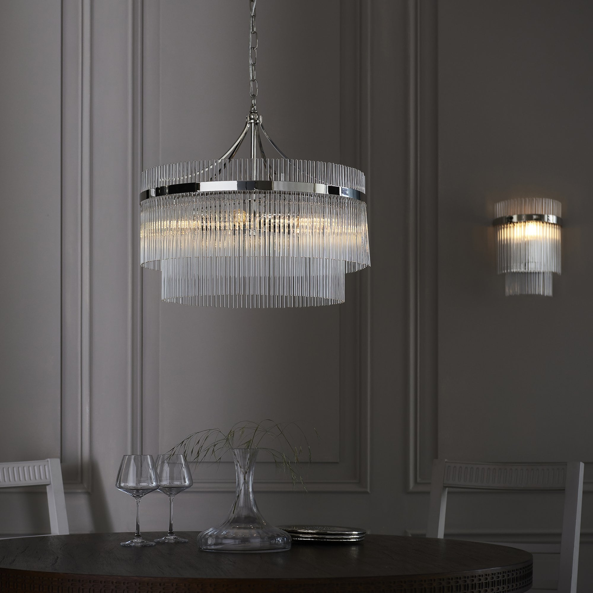 Endon Marietta 5 Light Pendant - Bright Nickel Plate & Clear Glass