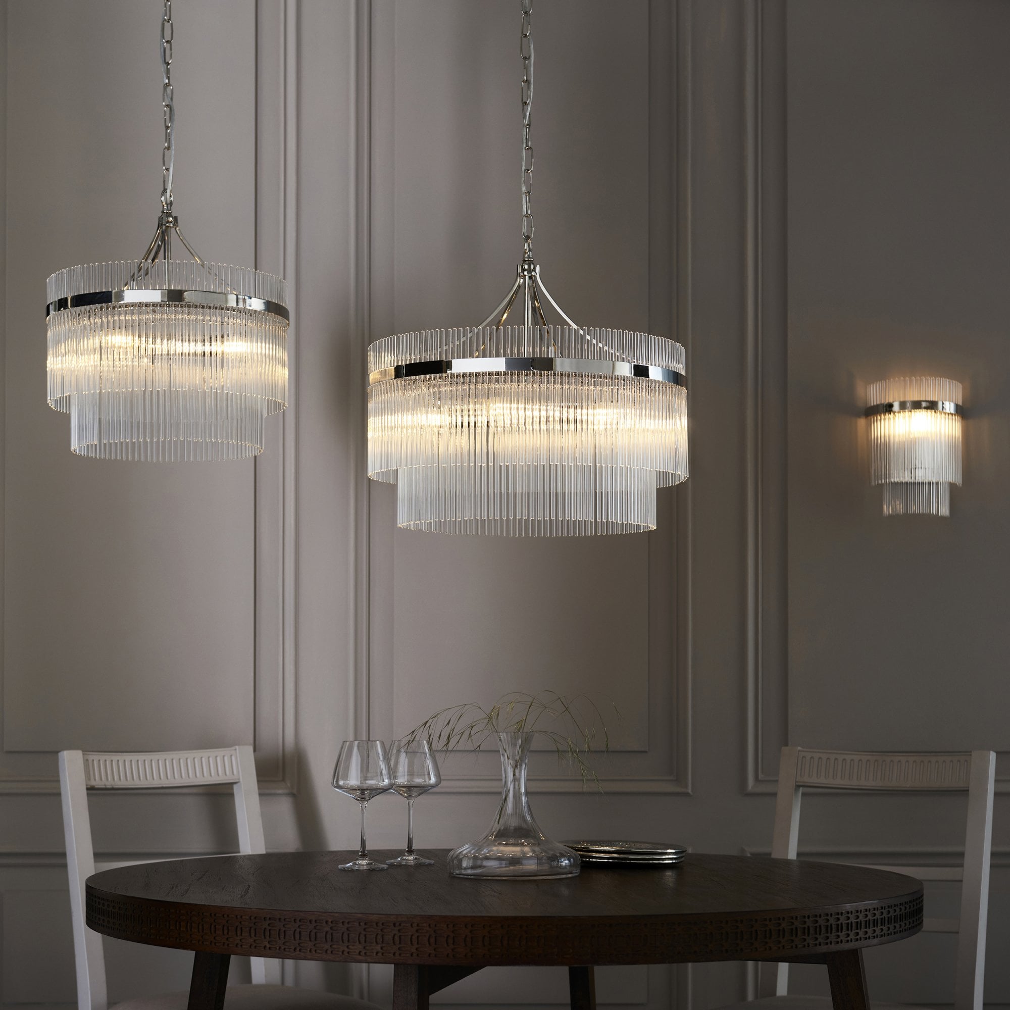 Endon Marietta 5 Light Pendant - Bright Nickel Plate & Clear Glass