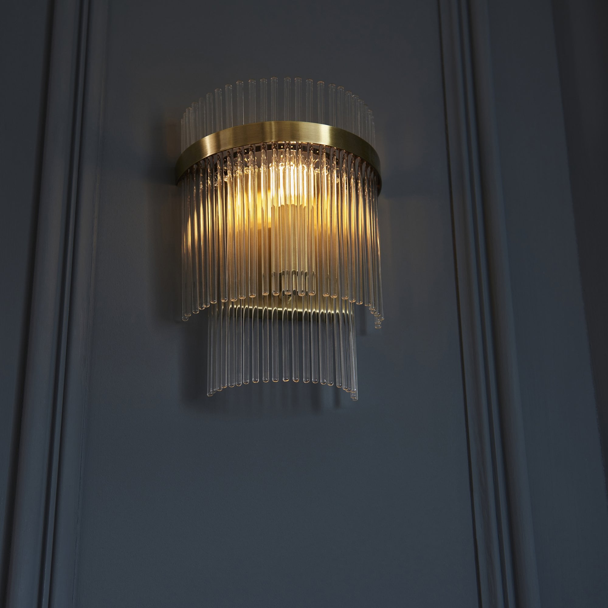 Endon Marietta Single Wall Light - Antique Brass Plate & Clear Glass