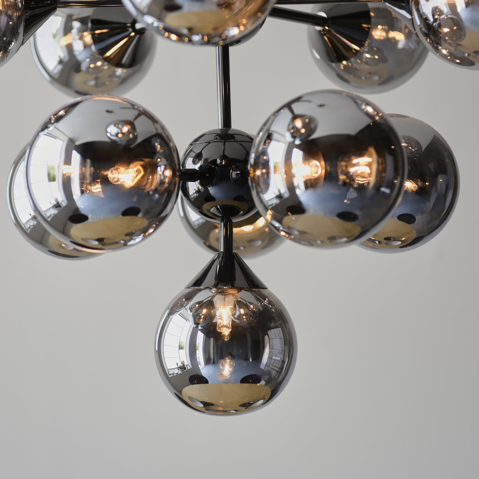 Endon Oscar 11 Light Pendant - Black Chrome Plate & Smoked Mirror Glass