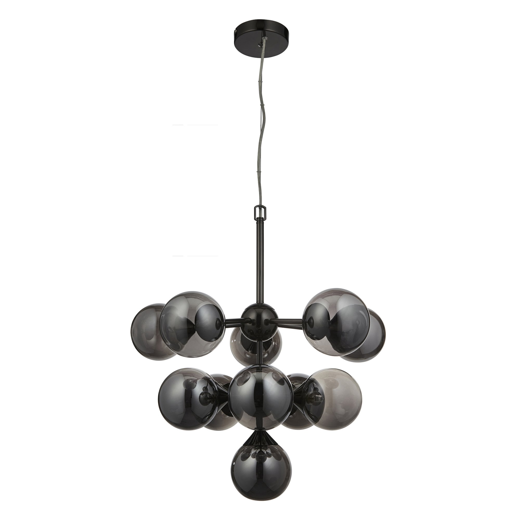 Endon Oscar 11 Light Pendant - Black Chrome Plate & Smoked Mirror Glass