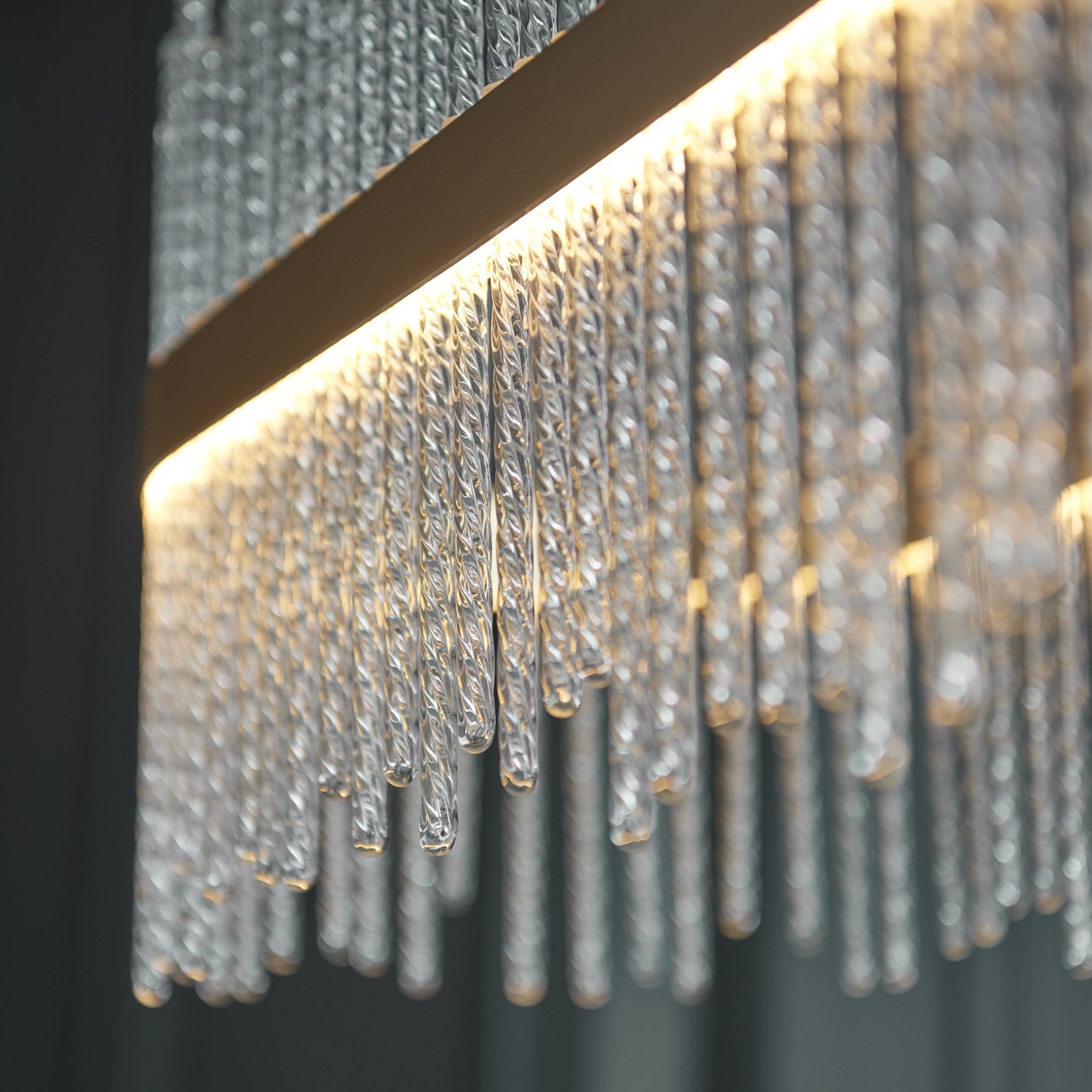 Utopia Twist Linear Pendant - Brushed Gold Plate & Clear Glass