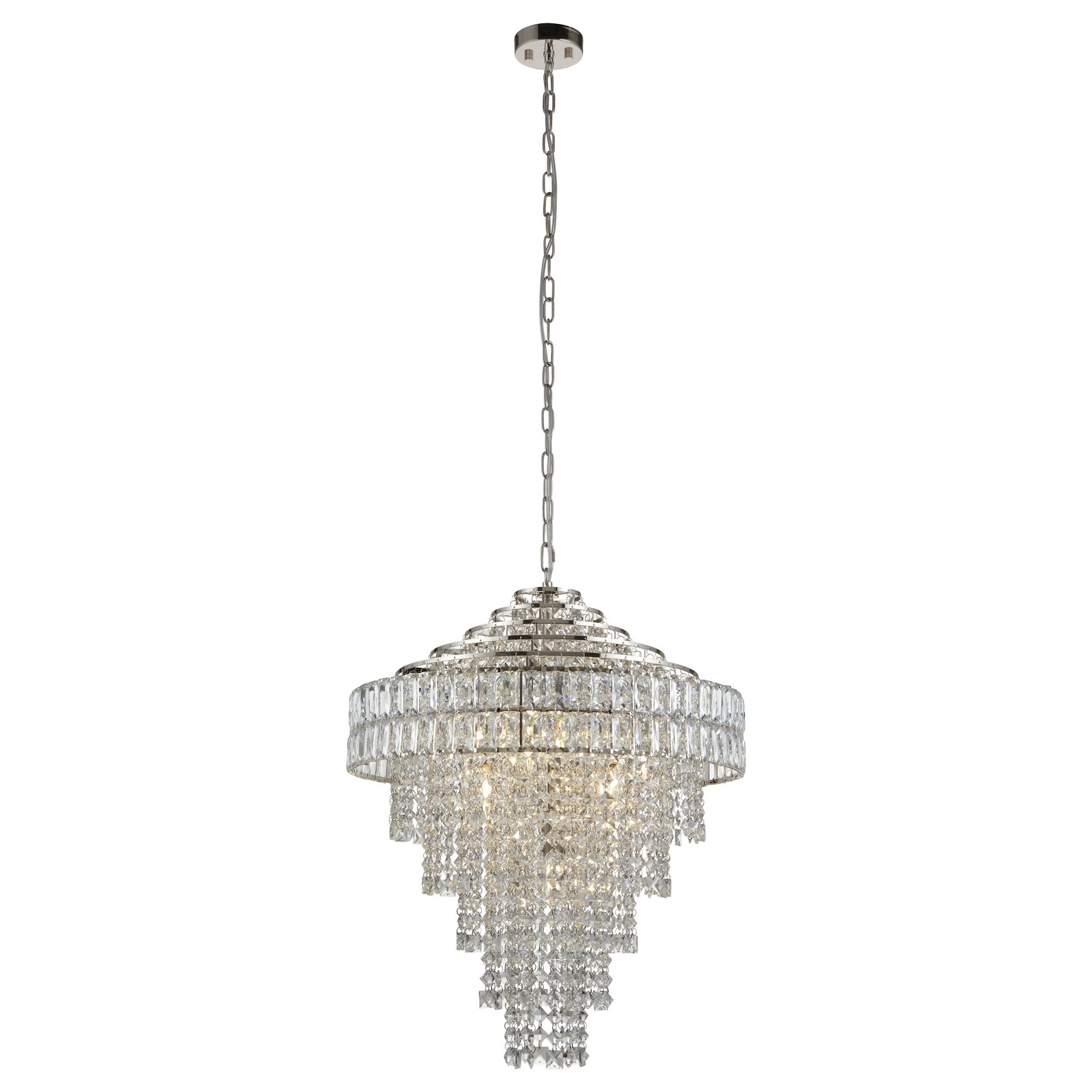 Endon Celestial 7 Light Tiered Pendant - Bright Nickel Plate & Clear Crystal