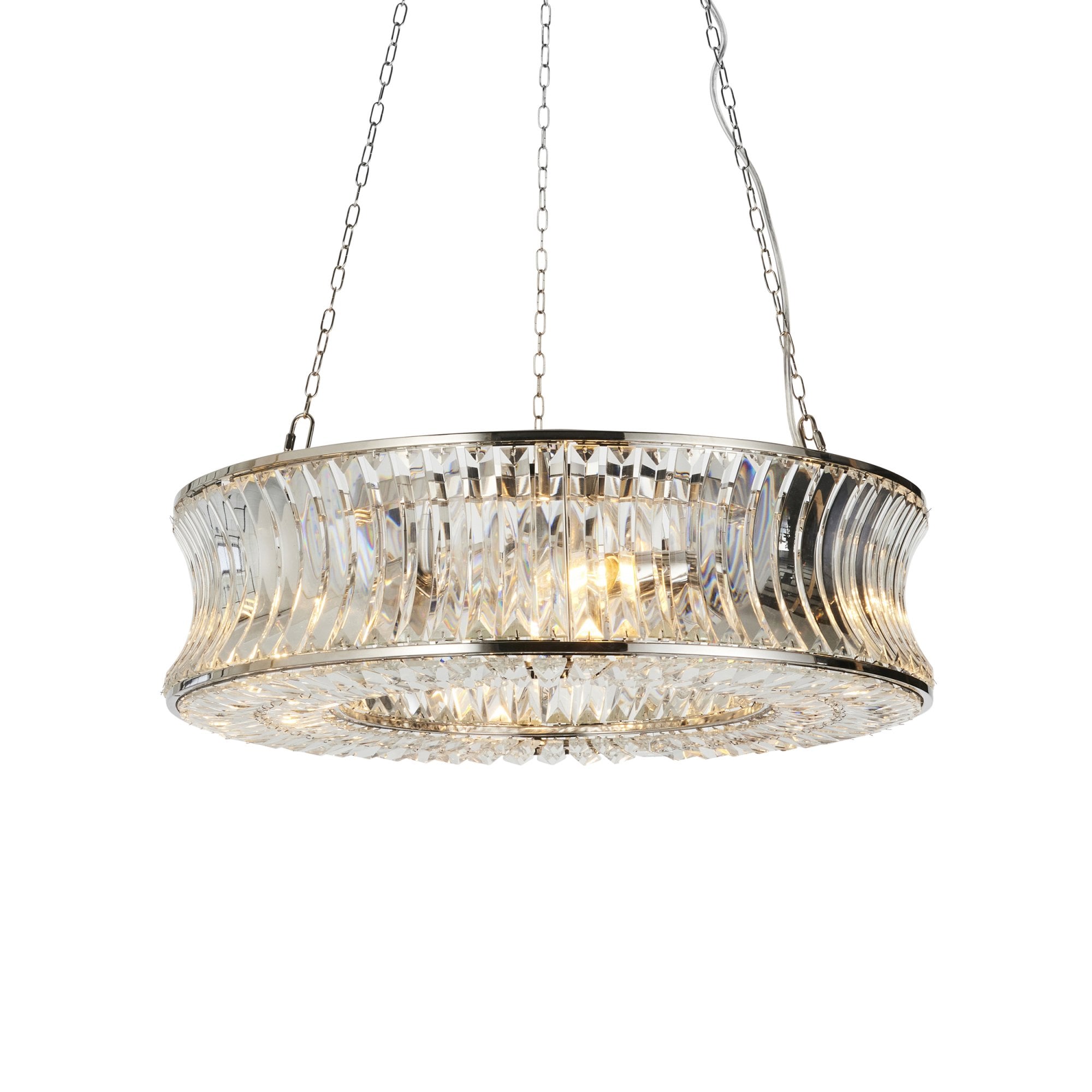 Utopia Bow 6 Light Pendant - Bright Nickel Plate with Crystal & Clear Glass