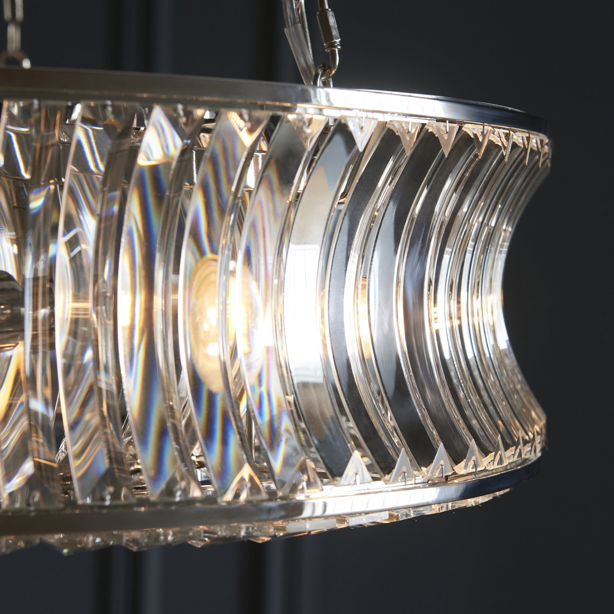 Utopia Bow 6 Light Pendant - Bright Nickel Plate with Crystal & Clear Glass