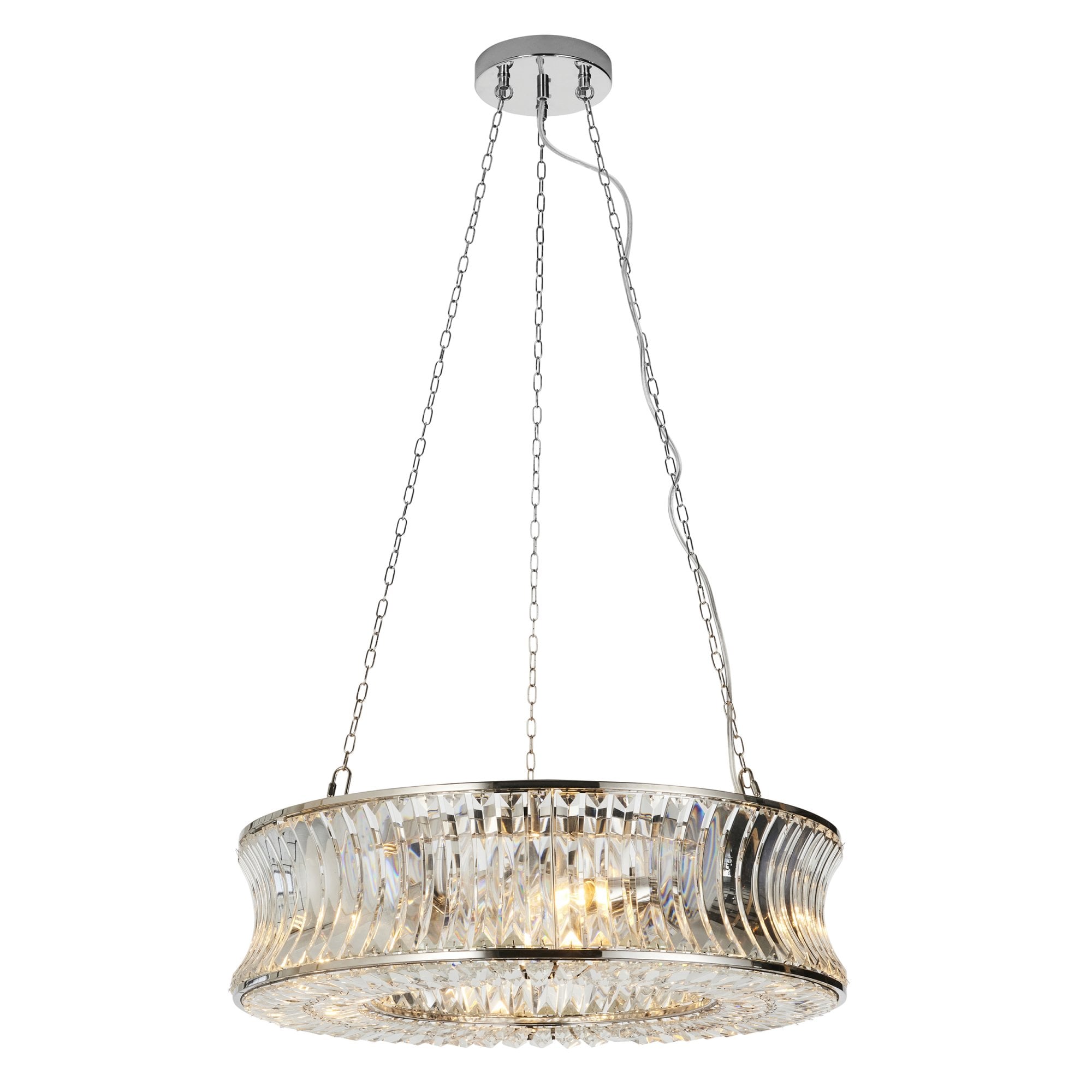 Utopia Bow 6 Light Pendant - Bright Nickel Plate with Crystal & Clear Glass