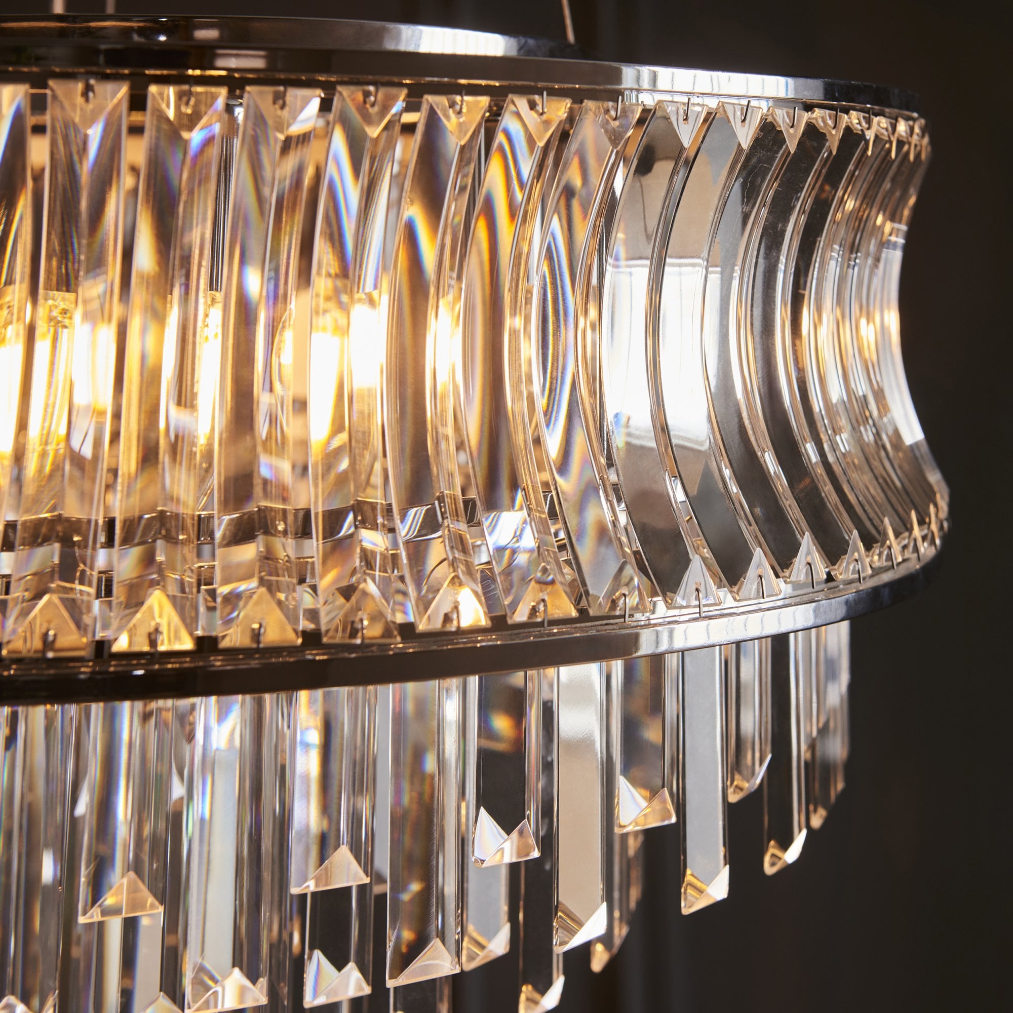 Utopia Bow 9 Light Pendant - Bright Nickel Plate with Crystal & Clear Glass