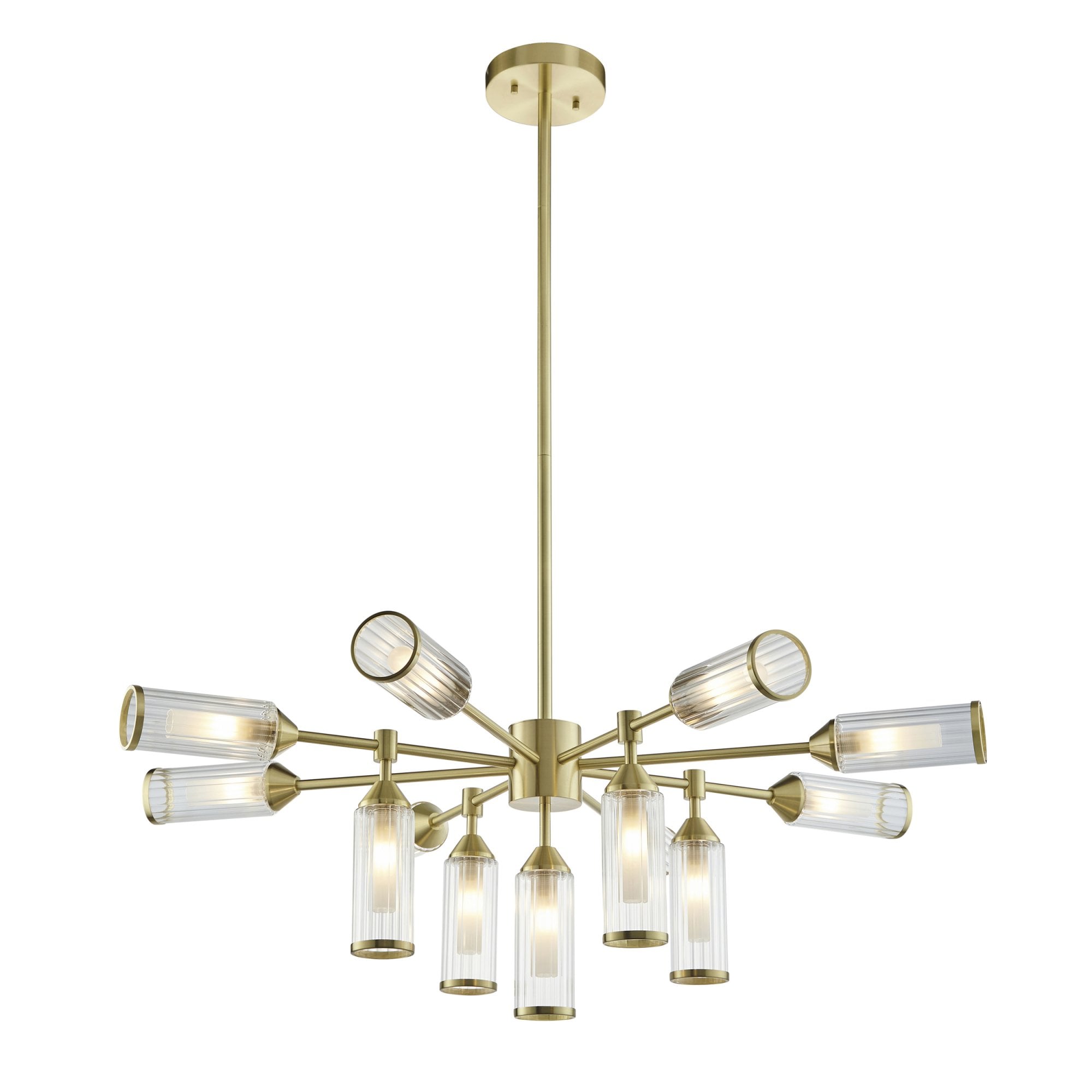 Utopia Matrix 13 Light Pendant - Satin Brass Plate with Clear & Frosted Glass