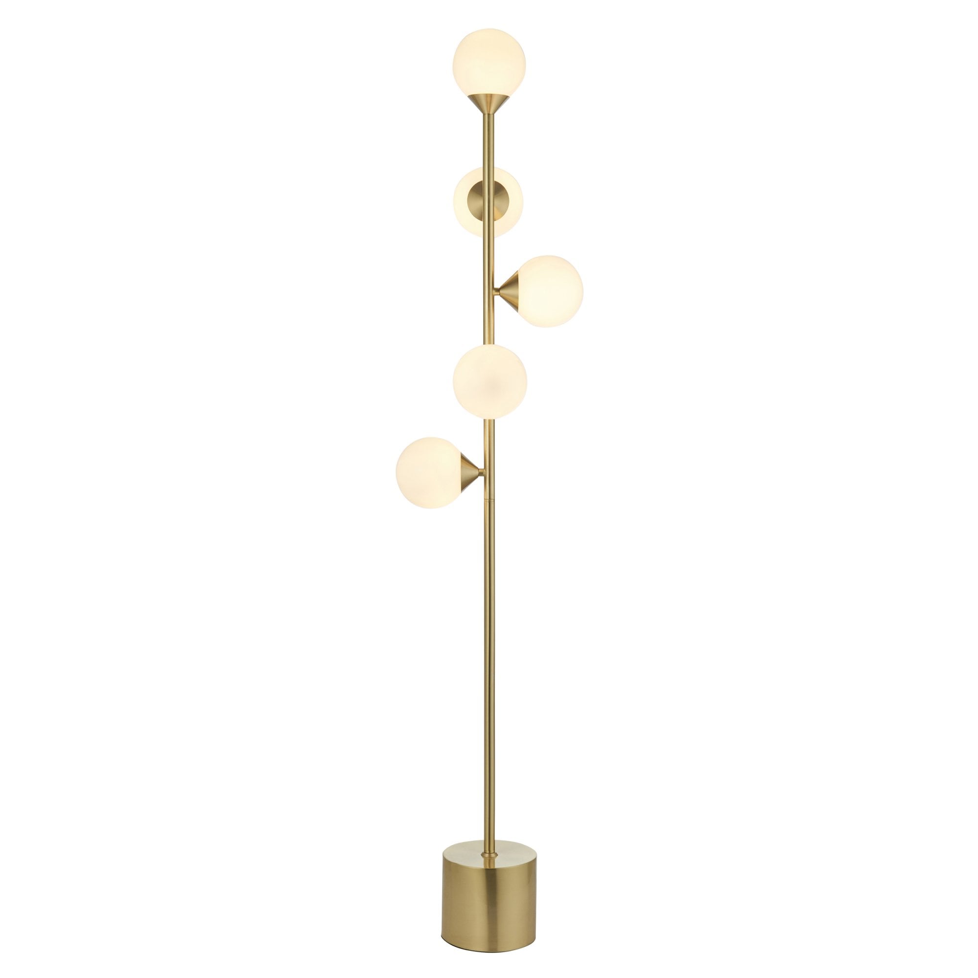 Utopia Lustre Floor Lamp - Satin Brass Plate & Gloss White Glass