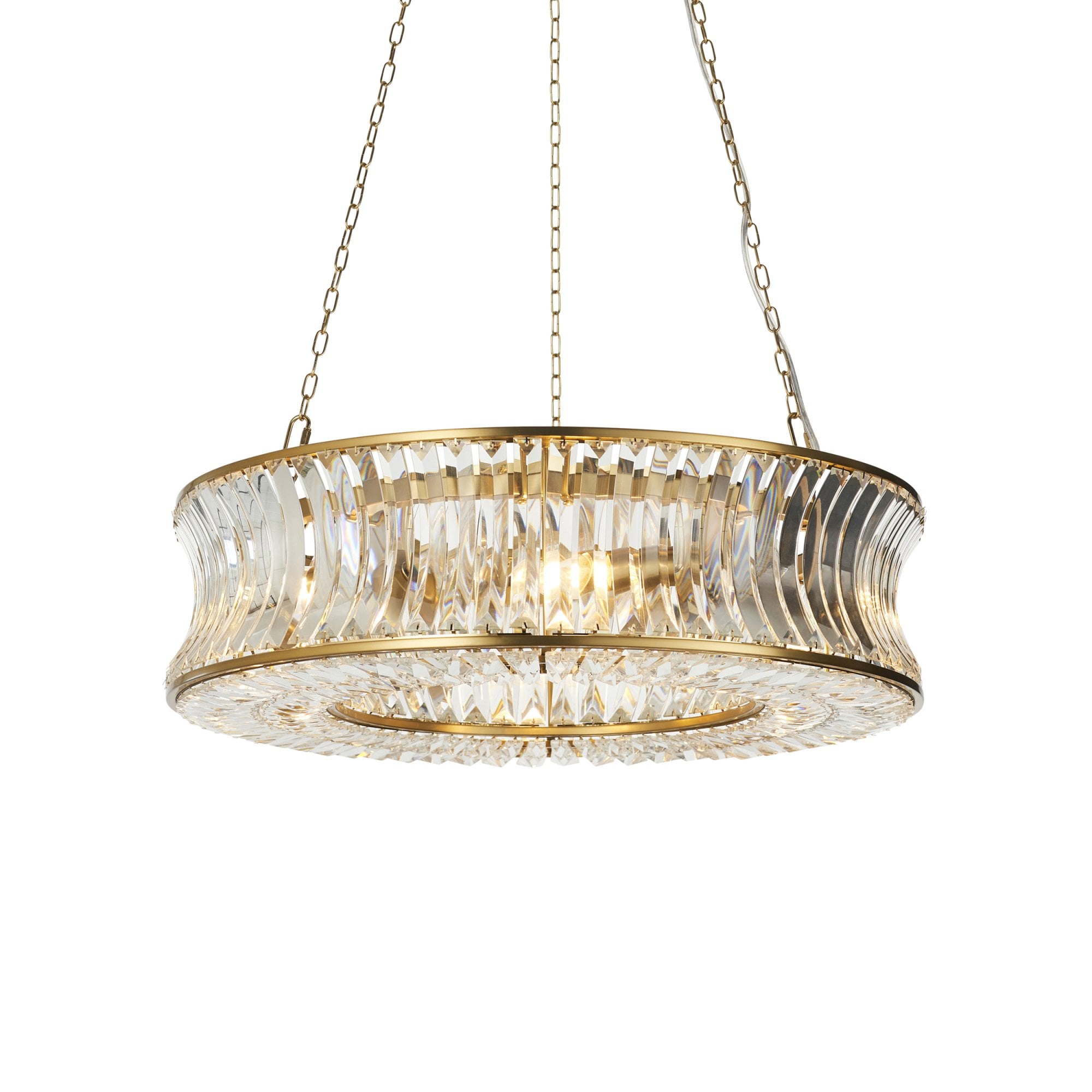 Utopia Bow 6 Light Pendant - Warm Brass Plate with Crystal & Clear Glass