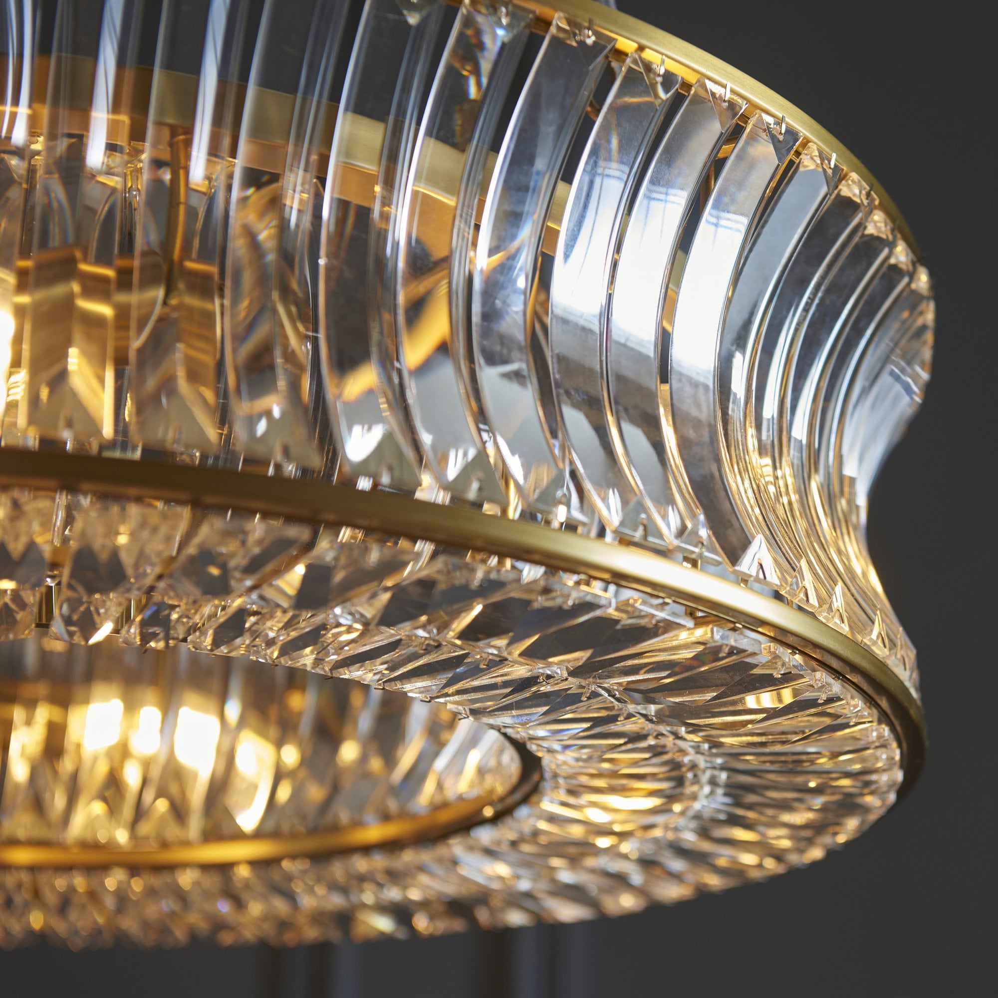 Utopia Bow 6 Light Pendant - Warm Brass Plate with Crystal & Clear Glass