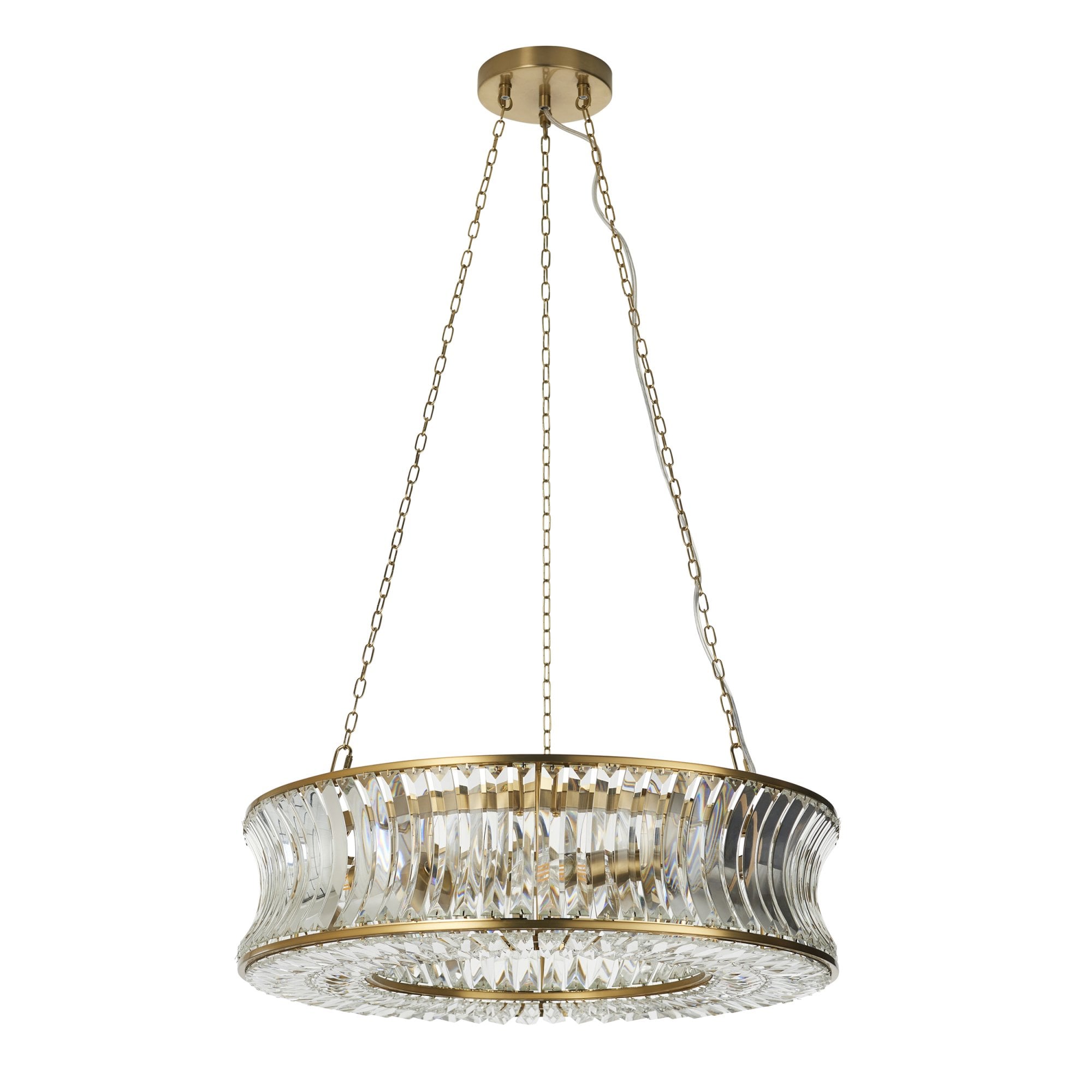 Utopia Bow 6 Light Pendant - Warm Brass Plate with Crystal & Clear Glass