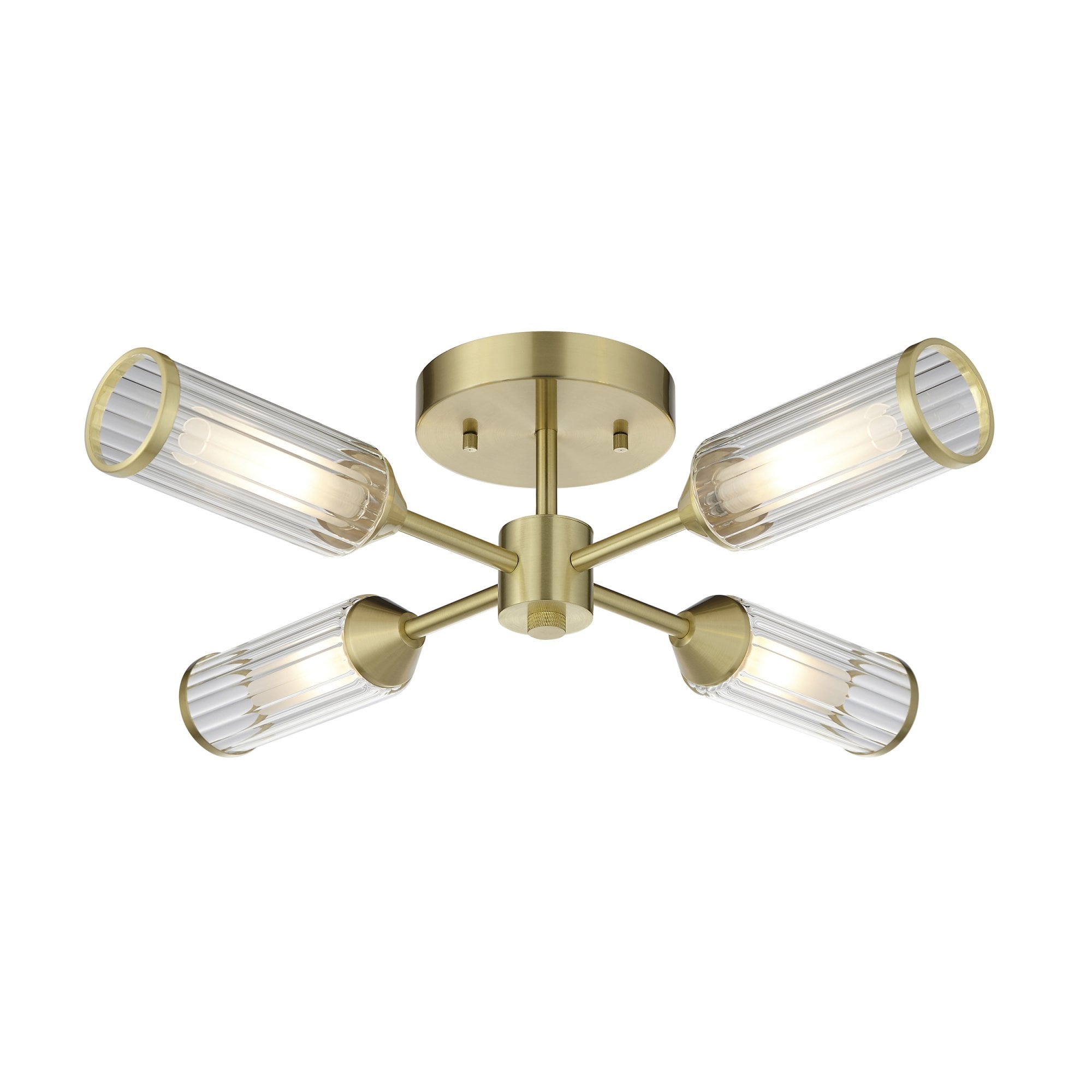 Utopia Matrix 4 Light Semi-Flush - Satin Brass Plate with Clear & Frosted Glass