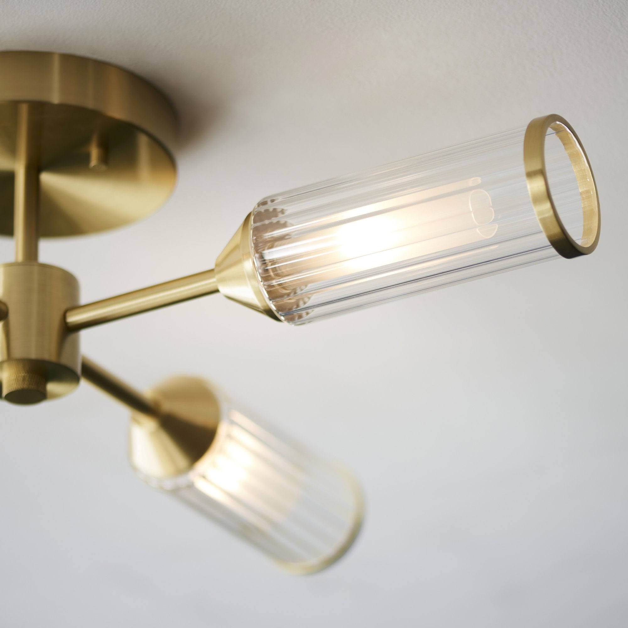 Utopia Matrix 4 Light Semi-Flush - Satin Brass Plate with Clear & Frosted Glass