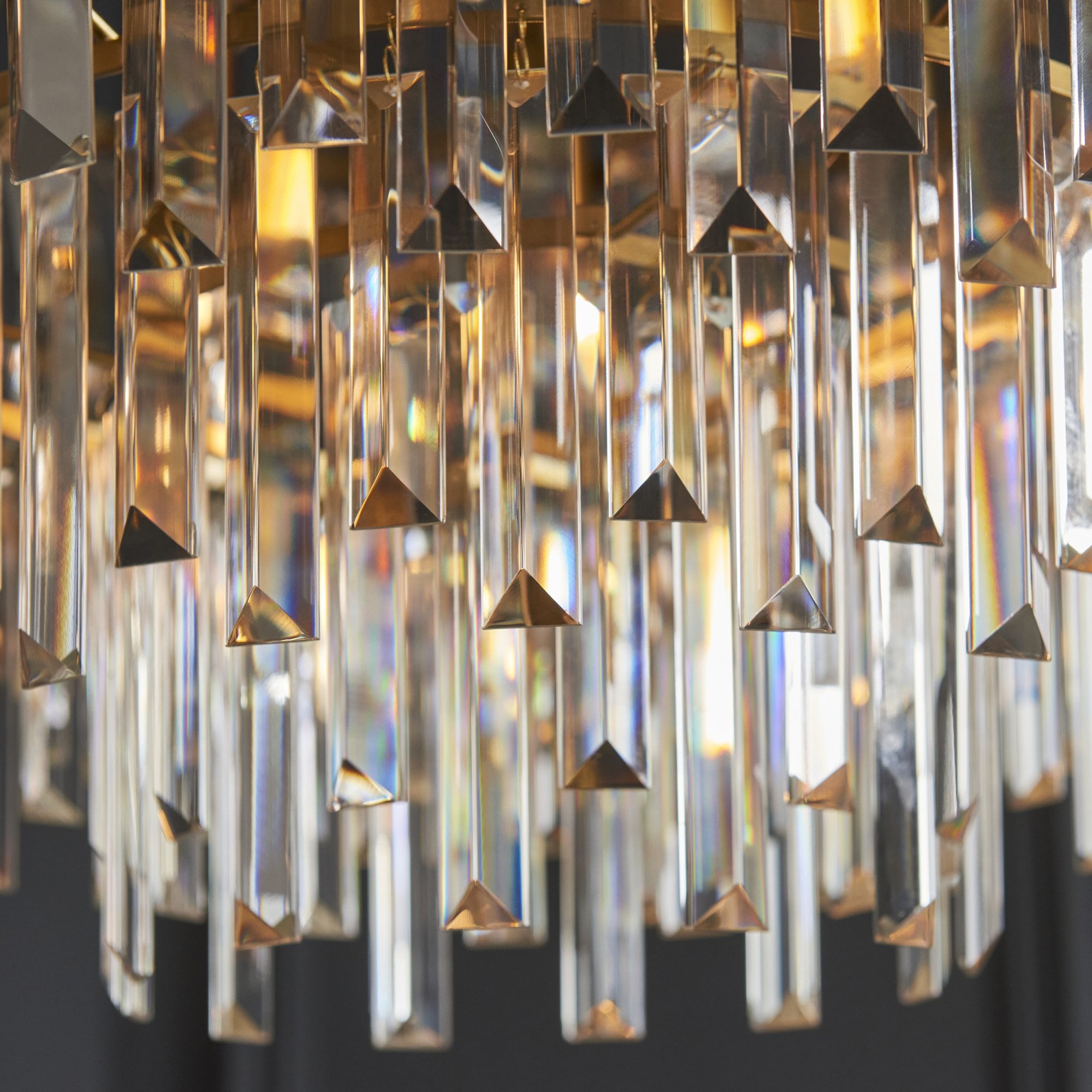 Utopia Bow 9 Light Pendant - Warm Brass Plate with Crystal & Clear Glass